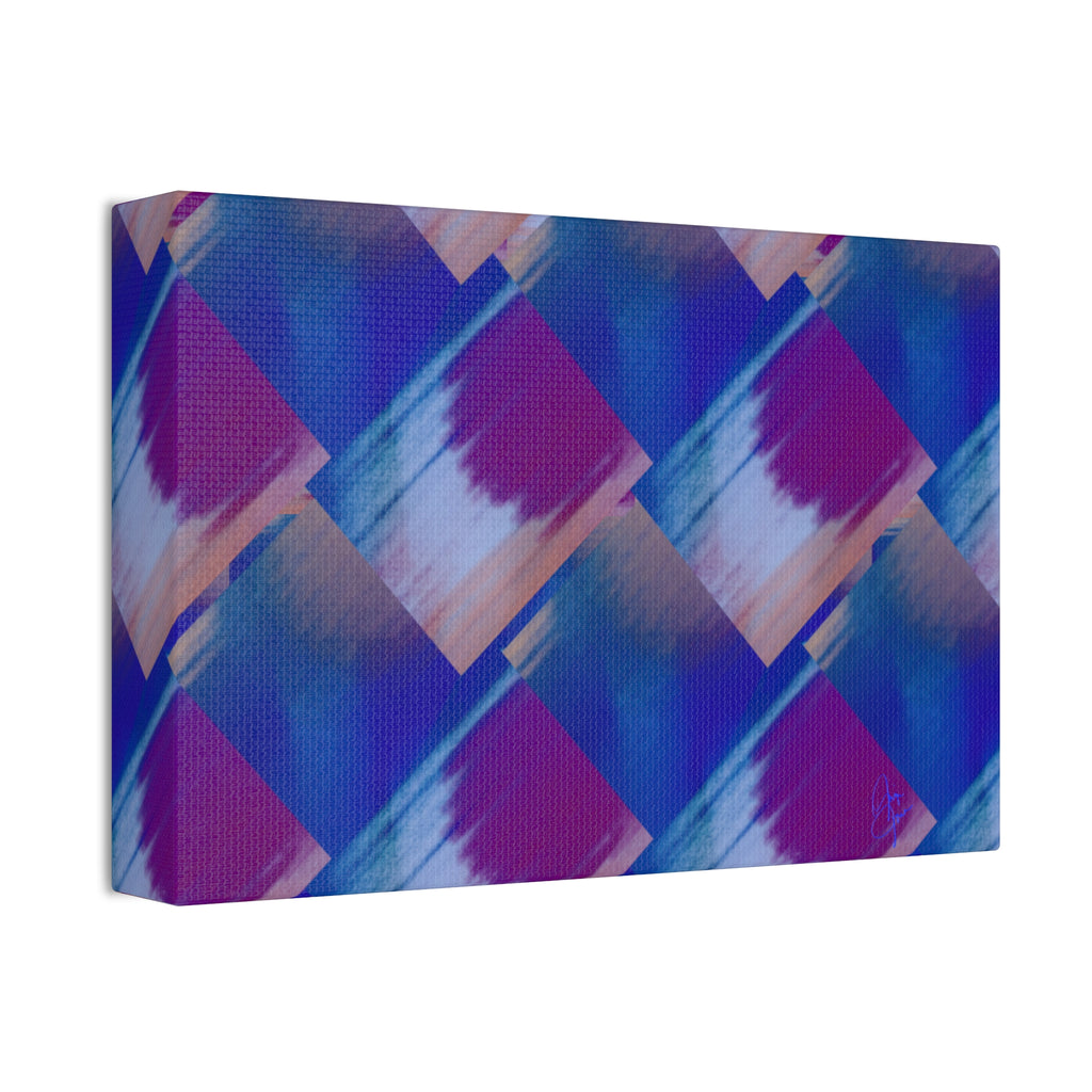 Abstract Diamond Wave Canvas Print — Blue & Purple Geometric Wall Art