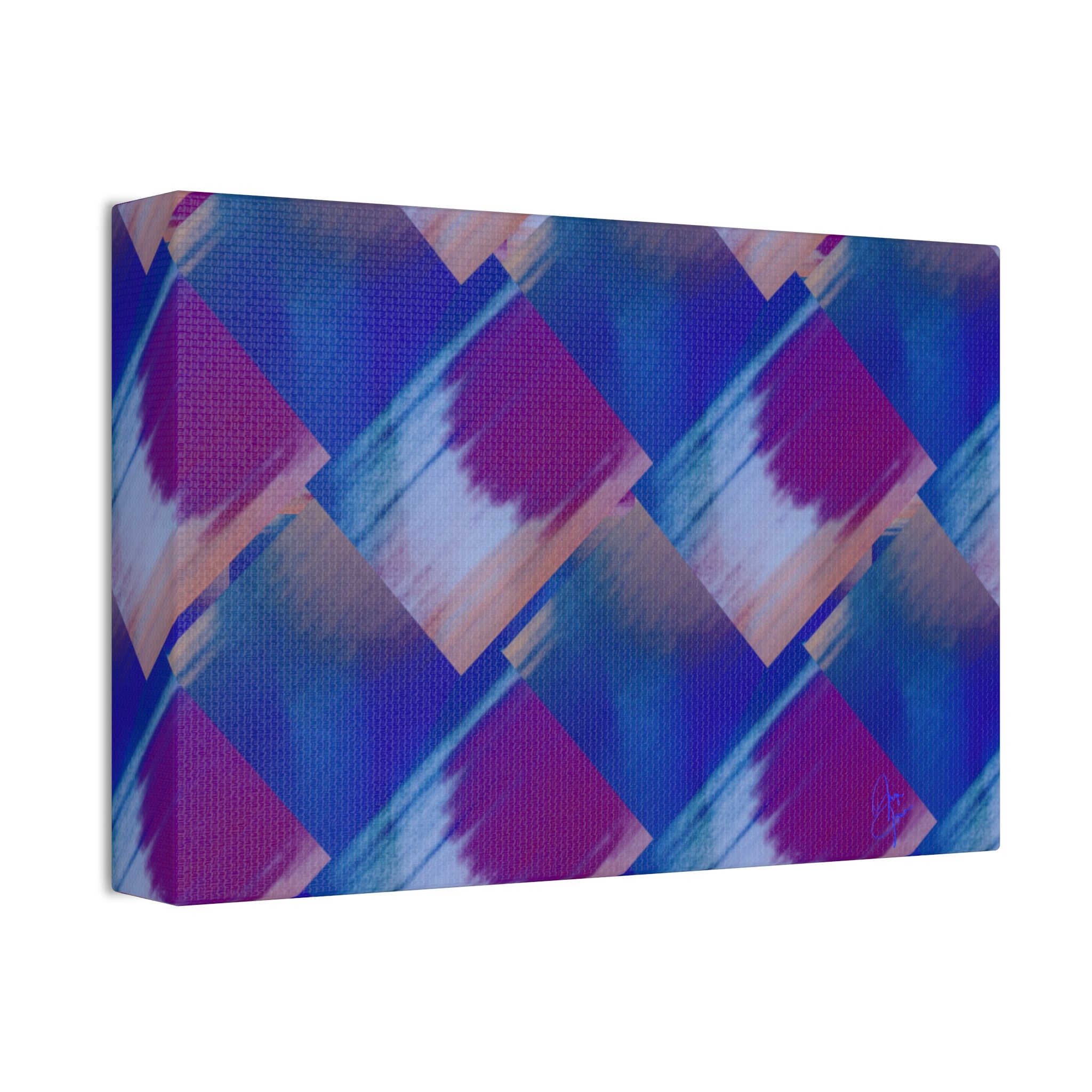 Abstract Diamond Wave Canvas Print — Blue & Purple Geometric Wall Art