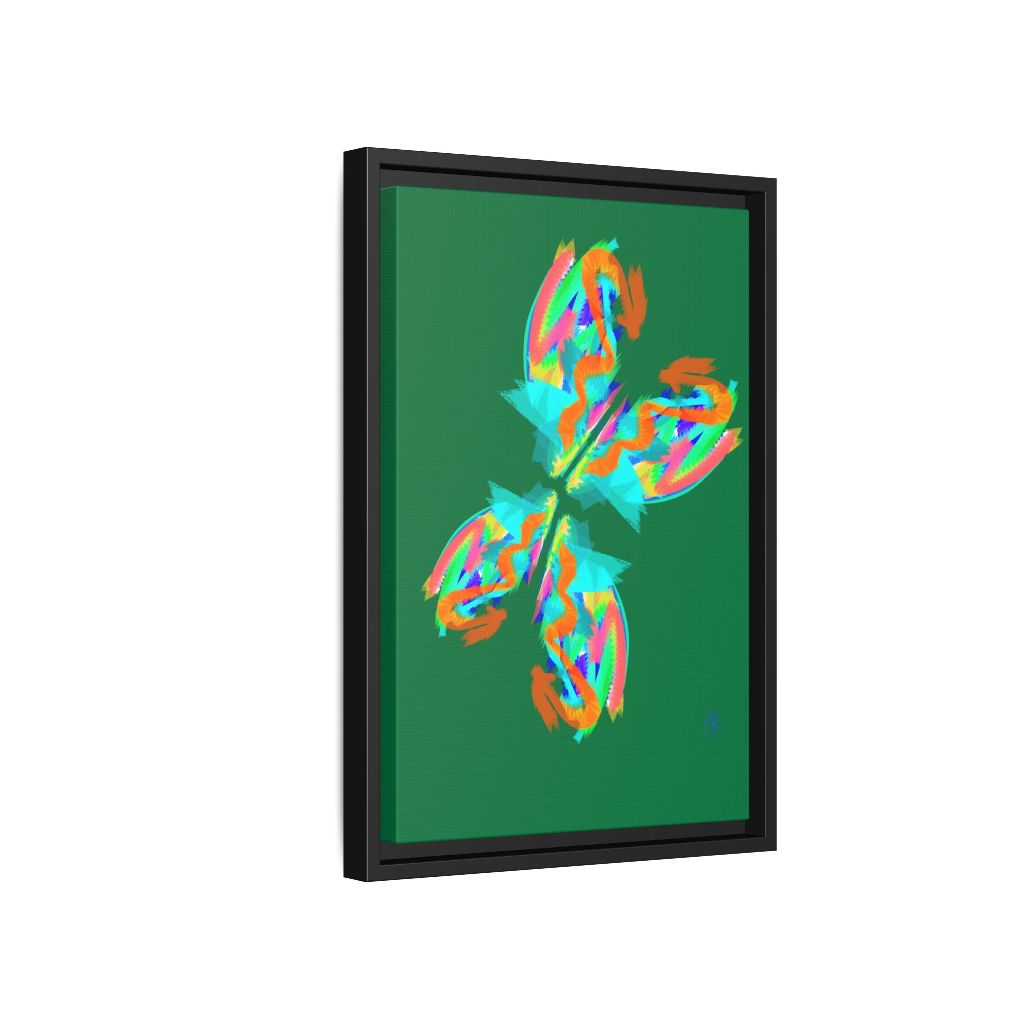 Framed Matte Canvas — Neon Abstract Butterfly Wall Art