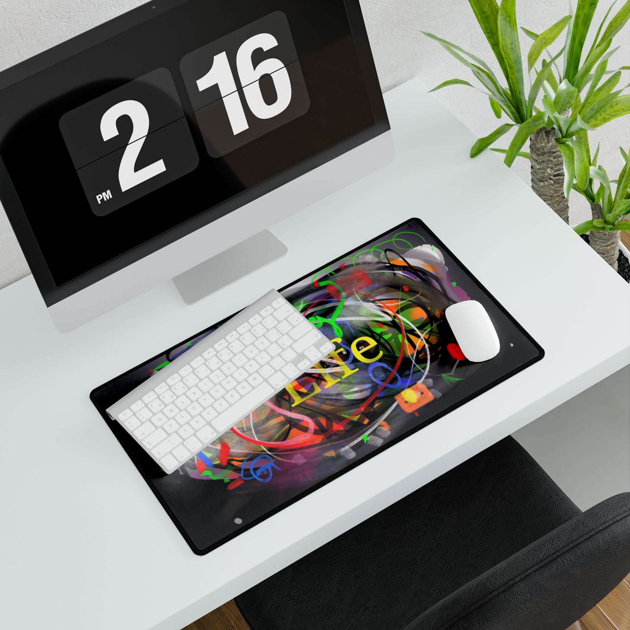 Desk Mat — Vibrant 'Lovng Life' Abstract Art Gaming/Office Mouse Pad