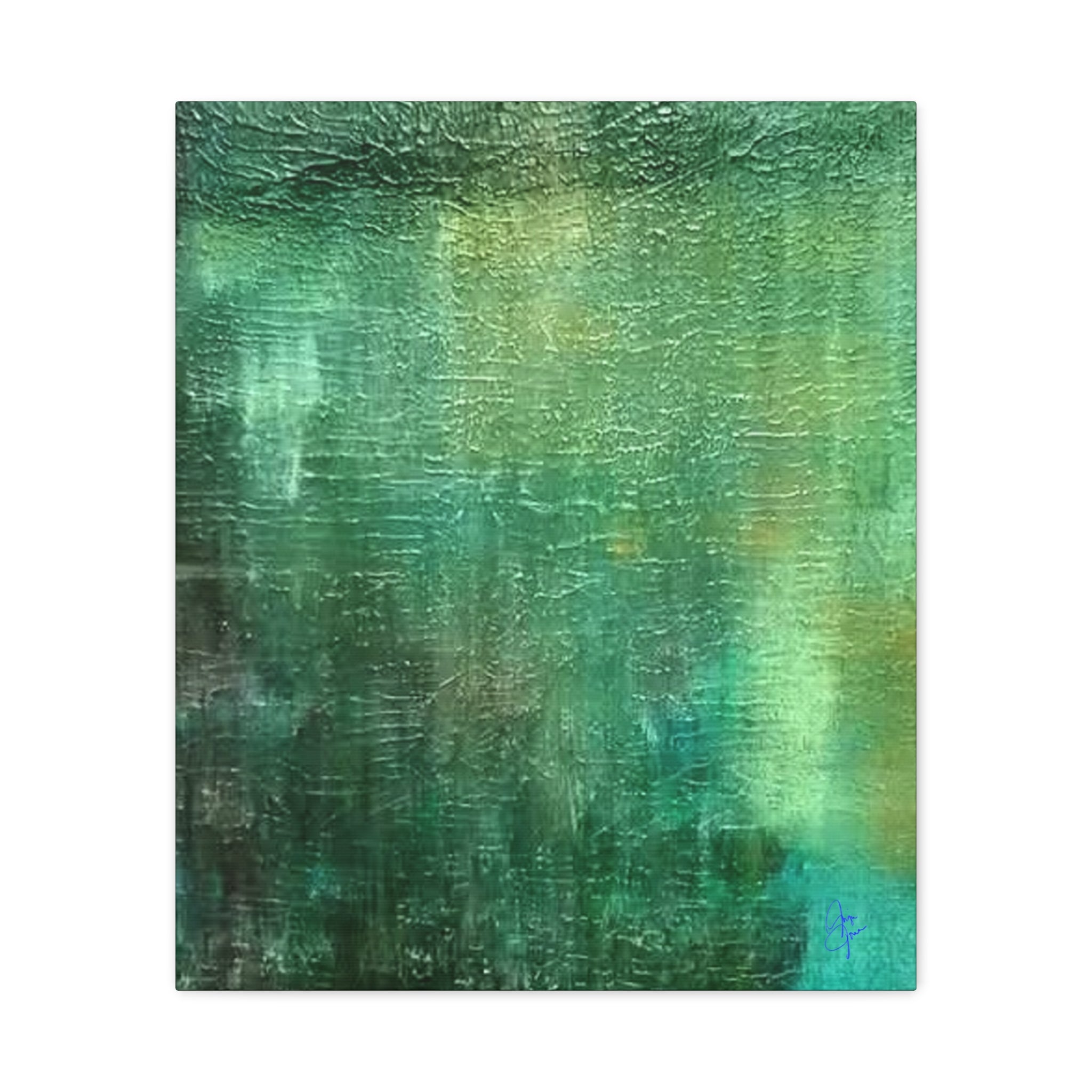 Emerald Abstract Matte Canvas Wall Art — Green Textured Stretched Canvas