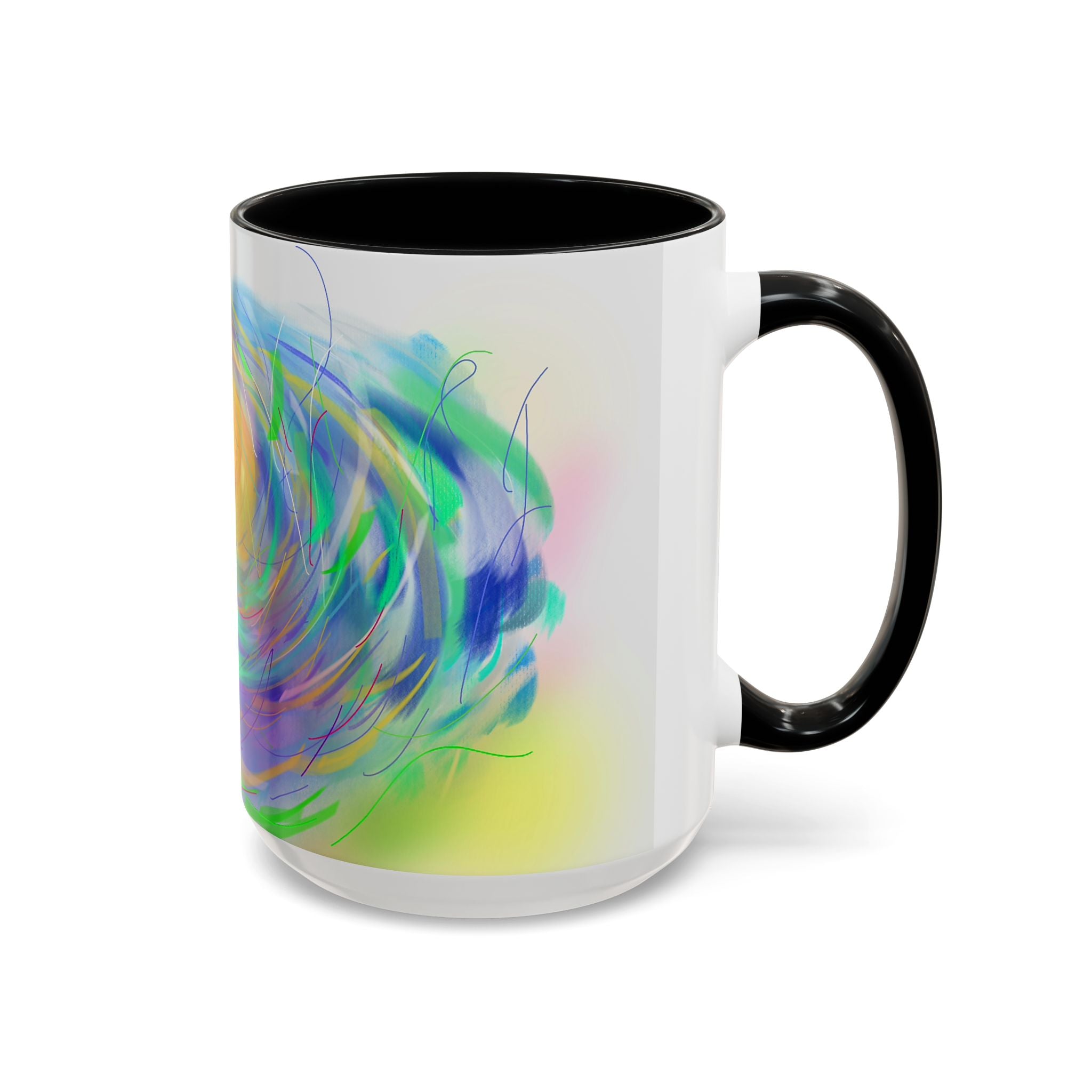 Abstract Sunrise Accent Coffee Mug — Colorful Swirl Art Coffee Cup (11/15oz)