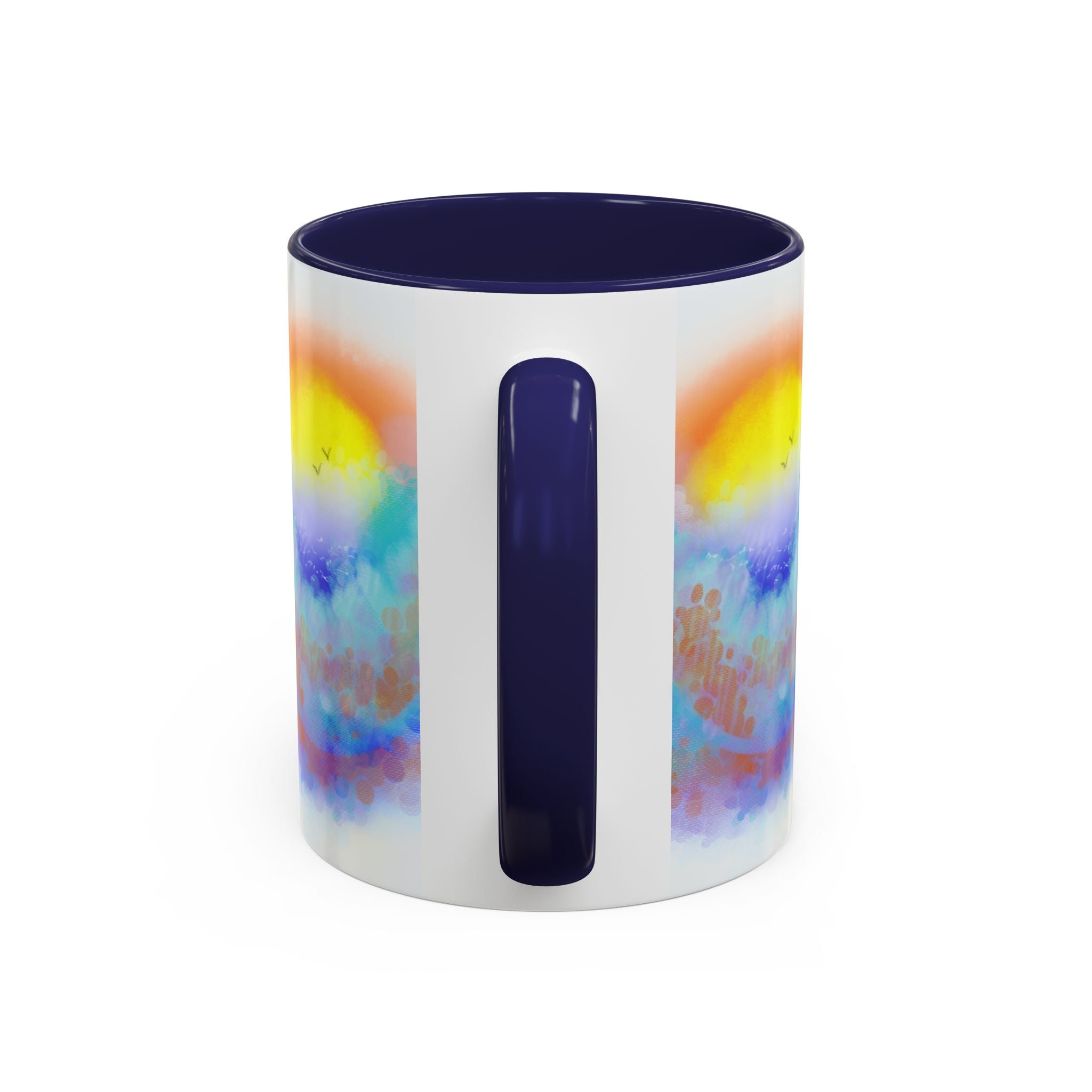 Sunrise Watercolor Accent Coffee Mug — Colorful Ocean Sunrise Art (11/15 oz)