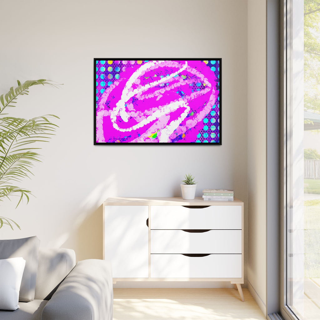Abstract Neon Pop Art Matte Canvas — Framed Multi‑Color Wall Art