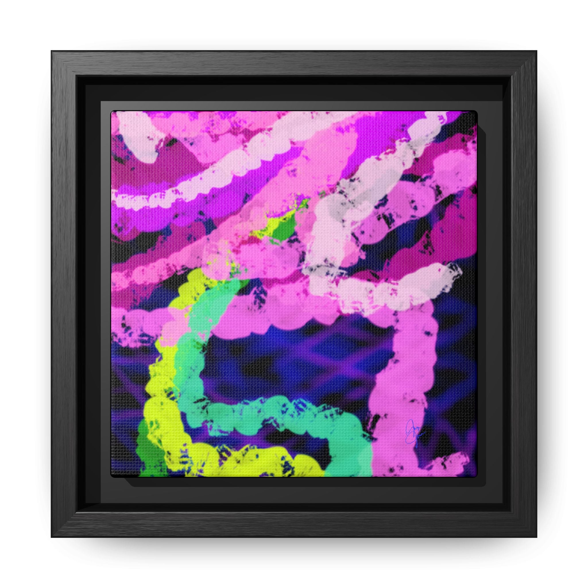 Framed Matte Canvas - Neon Rose Abstract Wall Art