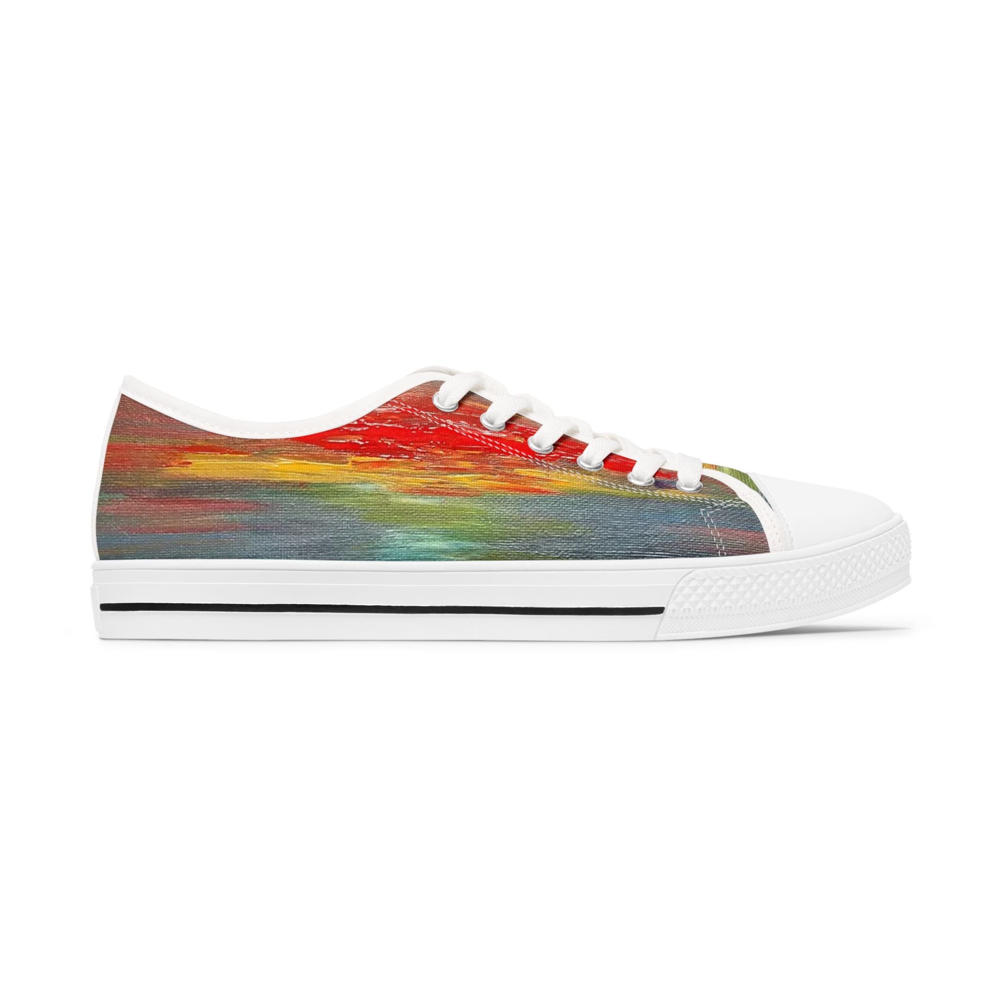 Women's Low Top Sneakers — Colorful Abstract Watercolor Canvas Shoes