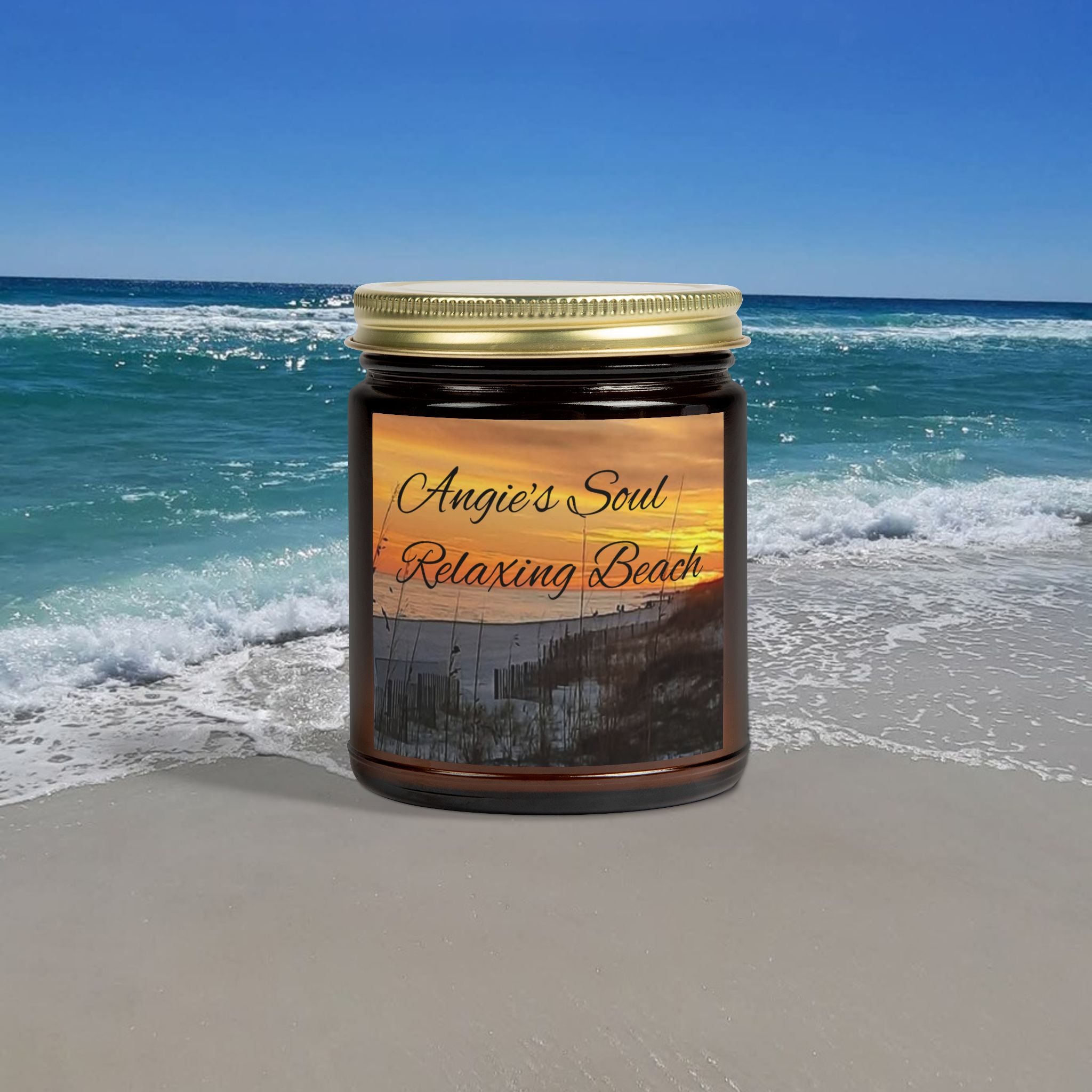 Relaxing Beach Scented Candle - Coconut Apricot Wax