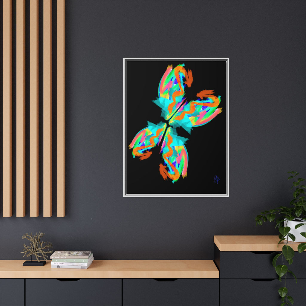 Framed Matte Canvas — Neon Abstract Butterfly Wall Art