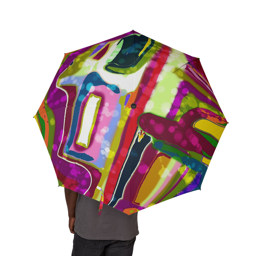 Color Splash Foldable Umbrella — Abstract Graffiti Print, Semi‑Automatic Compact Umbrella