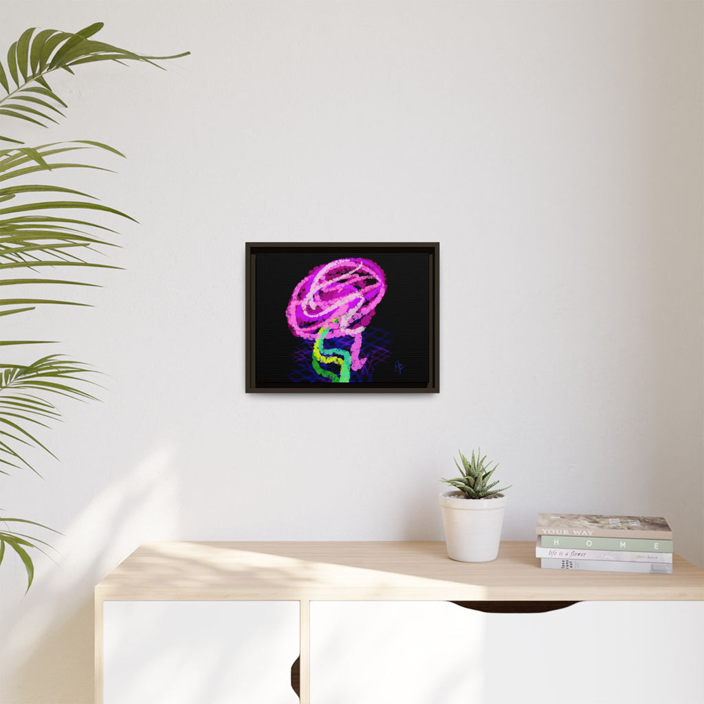 Framed Matte Canvas - Neon Rose Abstract Wall Art