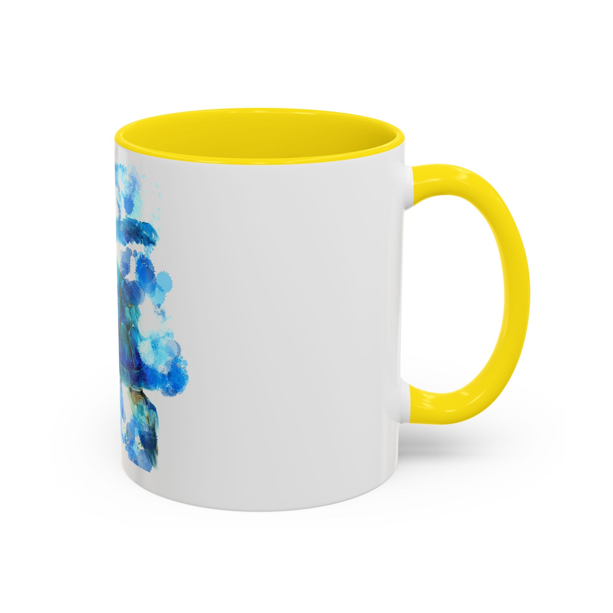 Blue Sea Turtle Accent Coffee Mug — Watercolor Ocean Turtle 11/15oz