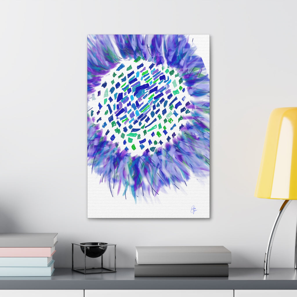 Abstract Blue-Purple Burst Canvas Stretched Art