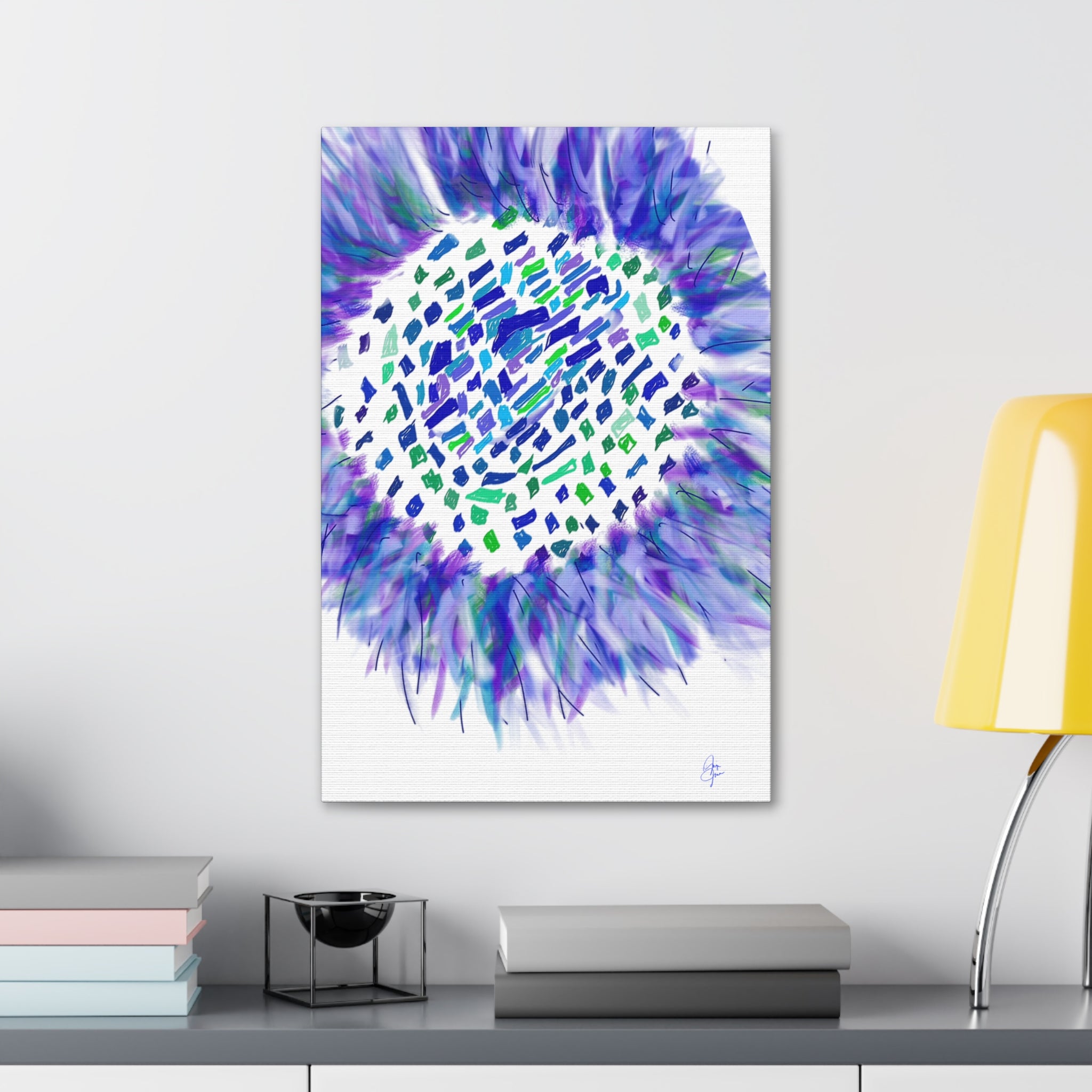 Abstract Blue-Purple Burst Canvas Stretched Art