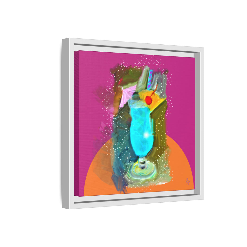 Tropical Blue Cocktail Canvas Print — Framed Matte Bar Art