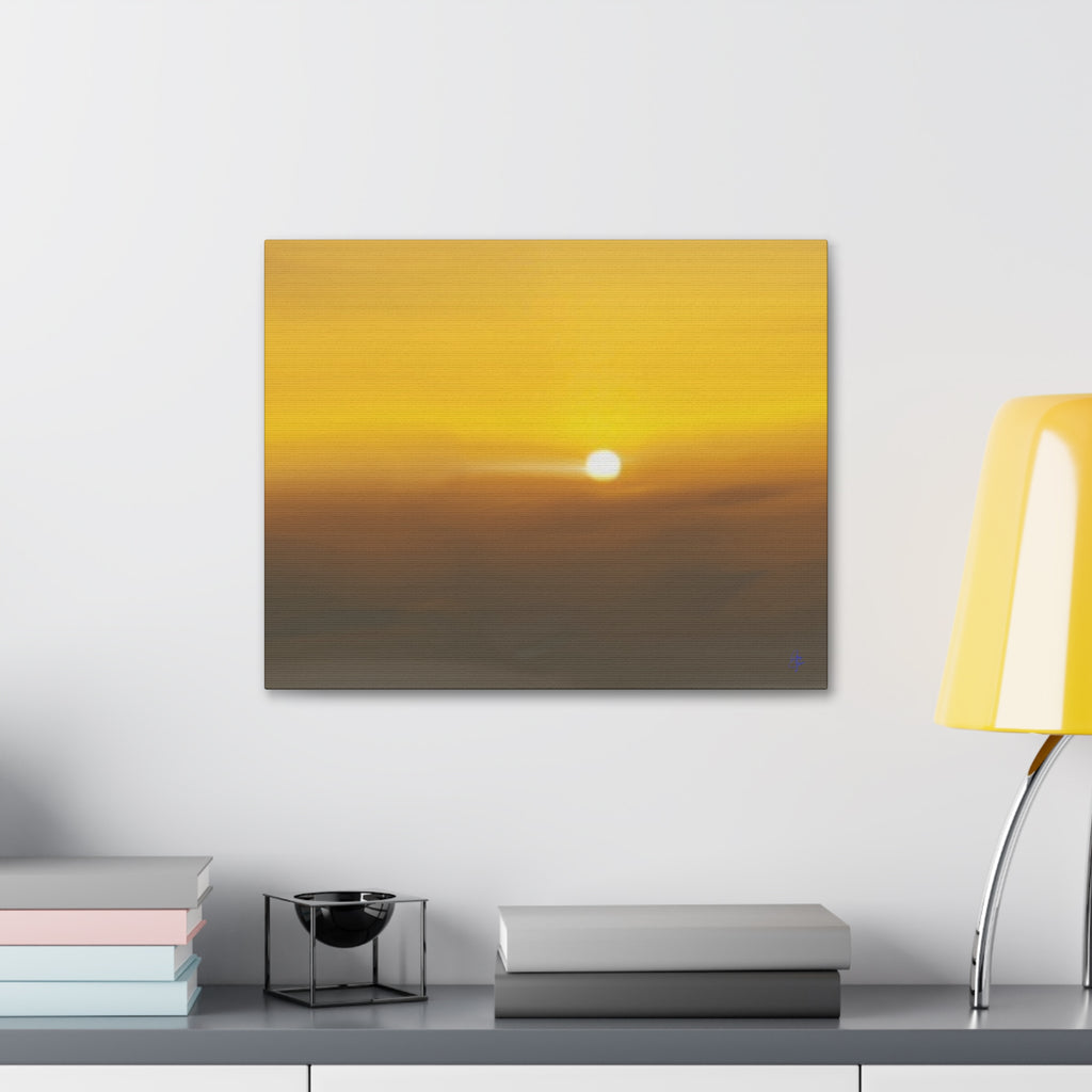 Golden Sunrise Canvas Wall Art — Tranquil Sunrise Stretched Canvas