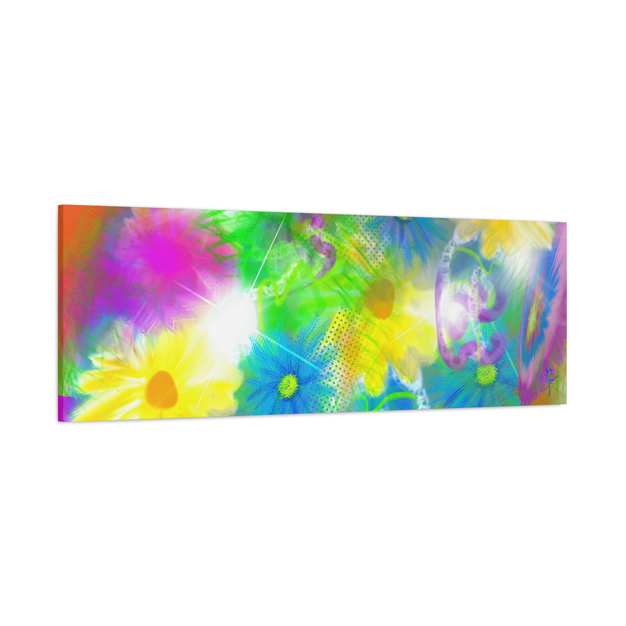 Bright Floral Abstract Matte Canvas Wall Art — Vibrant Daisy Pop
