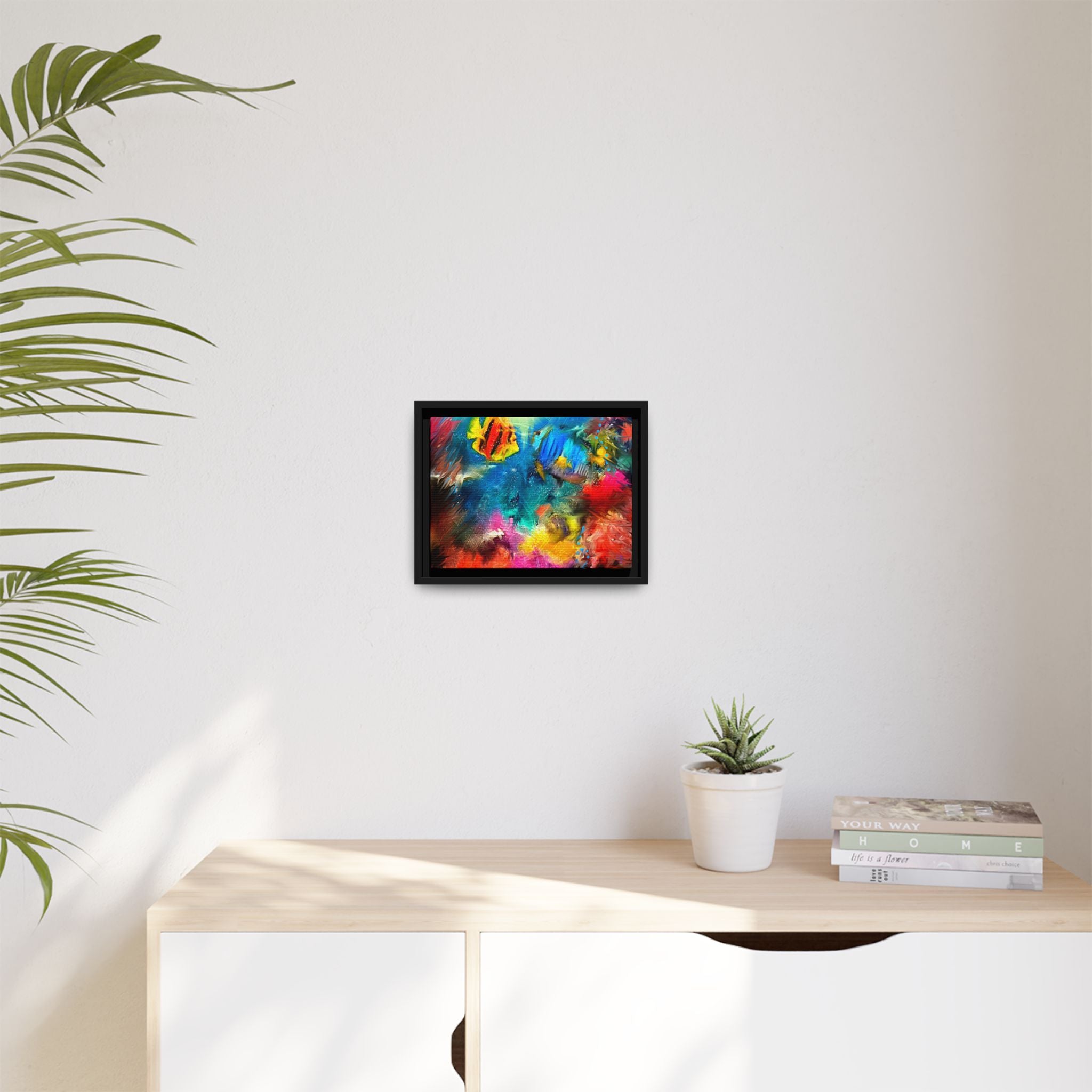 Framed Abstract Color Explosion Canvas — Vibrant Multi‑Color Wall Art