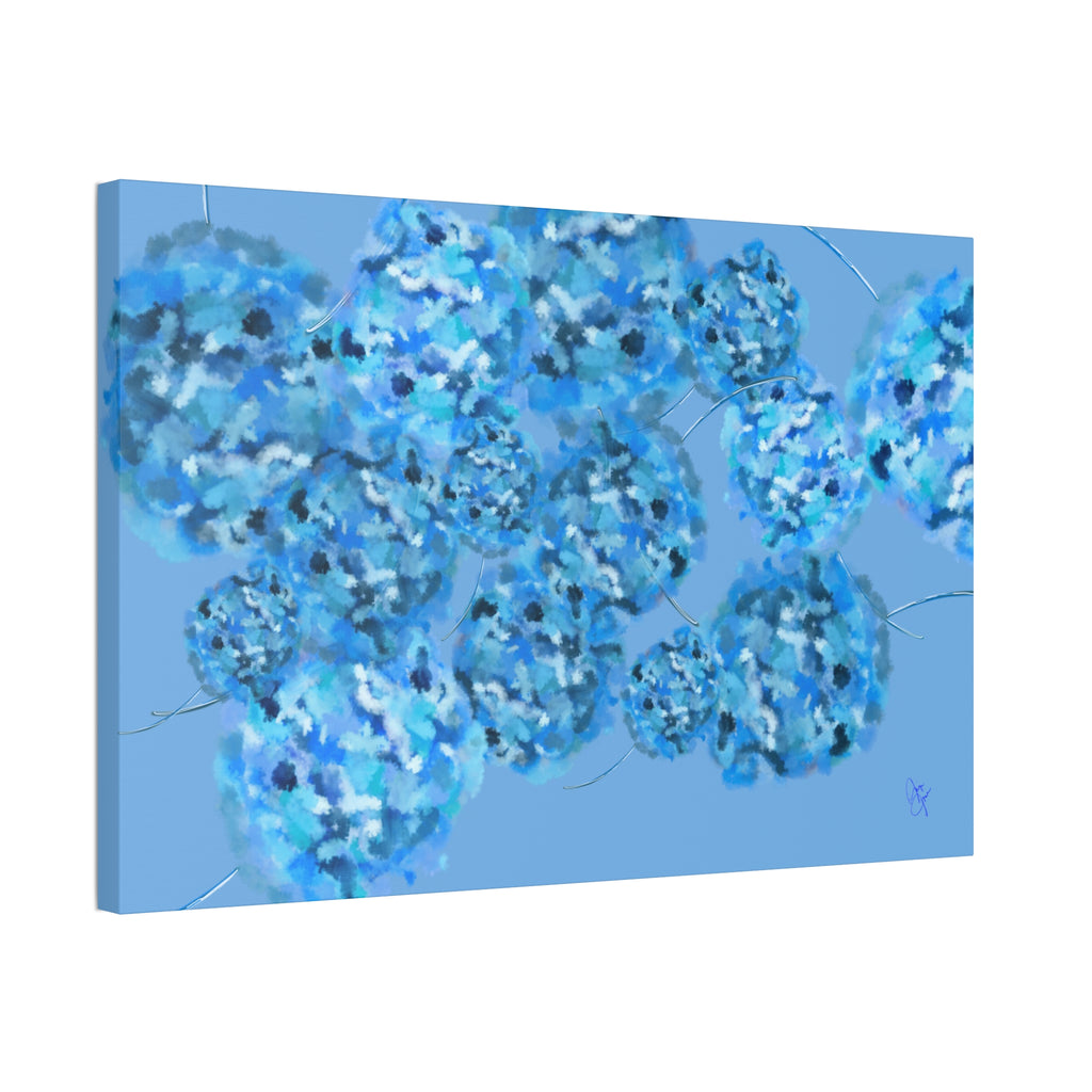 Blue Hydrangea Canvas Wall Art — Abstract Floral Stretched Canvas (1.5" Depth)