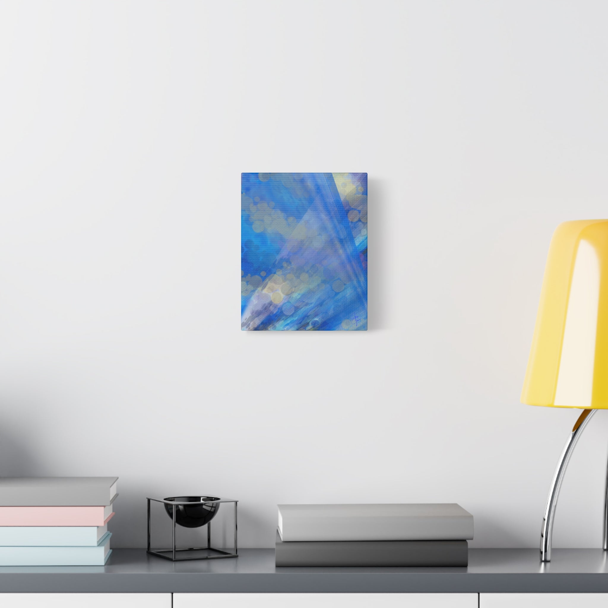 Abstract Blue Bokeh Matte Canvas Wall Art