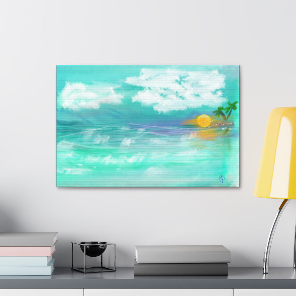Tropical Sunset Beach Canvas — Stretched 1.5" Wall Art