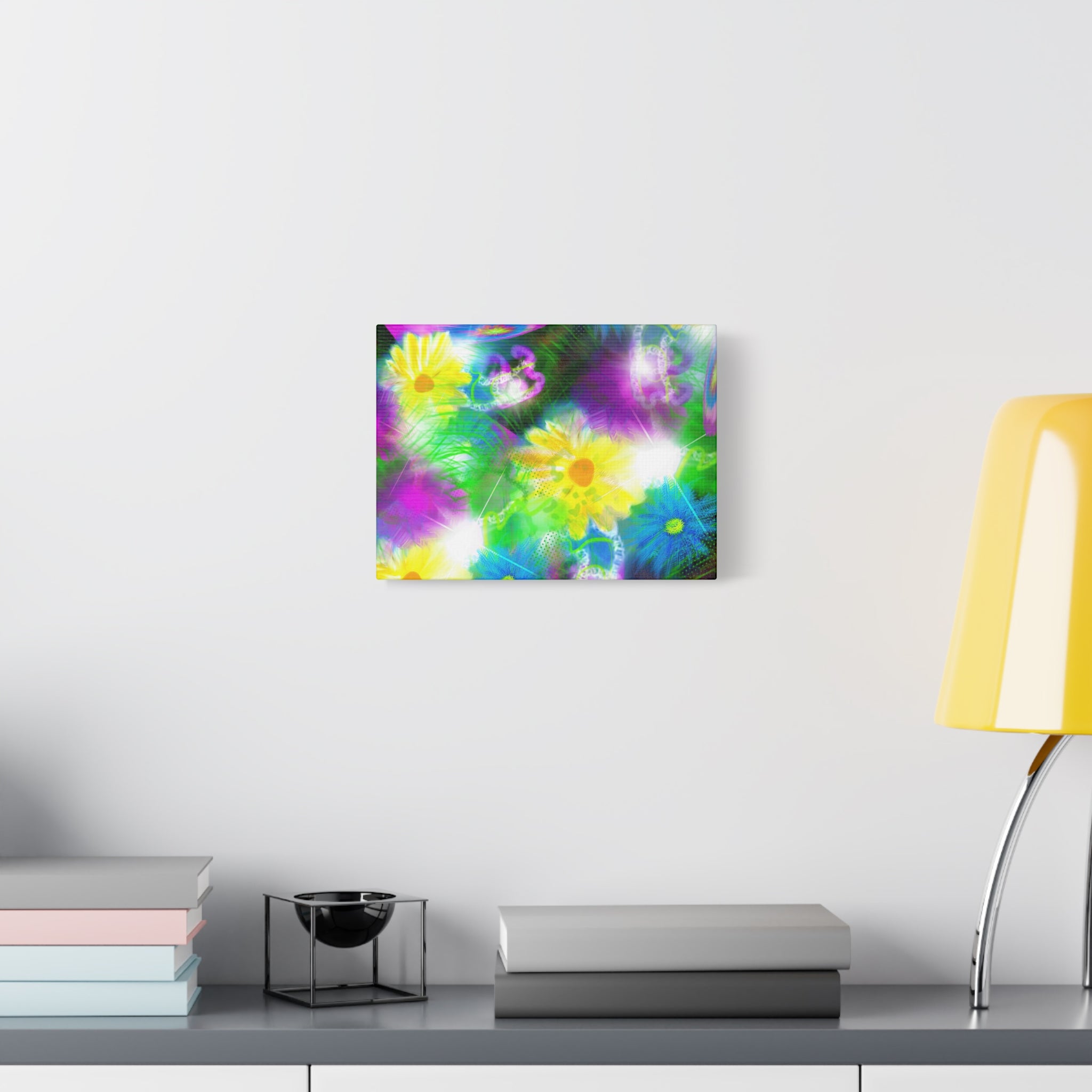 Bright Floral Abstract Matte Canvas Wall Art — Vibrant Daisy Pop