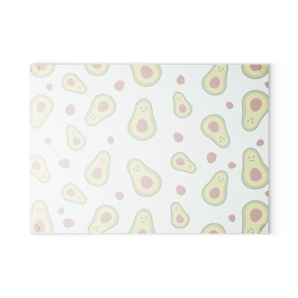 Cute Avocado Pattern Glass Cutting Board — Fun Kitchen Chopping Board for Avocado Lovers