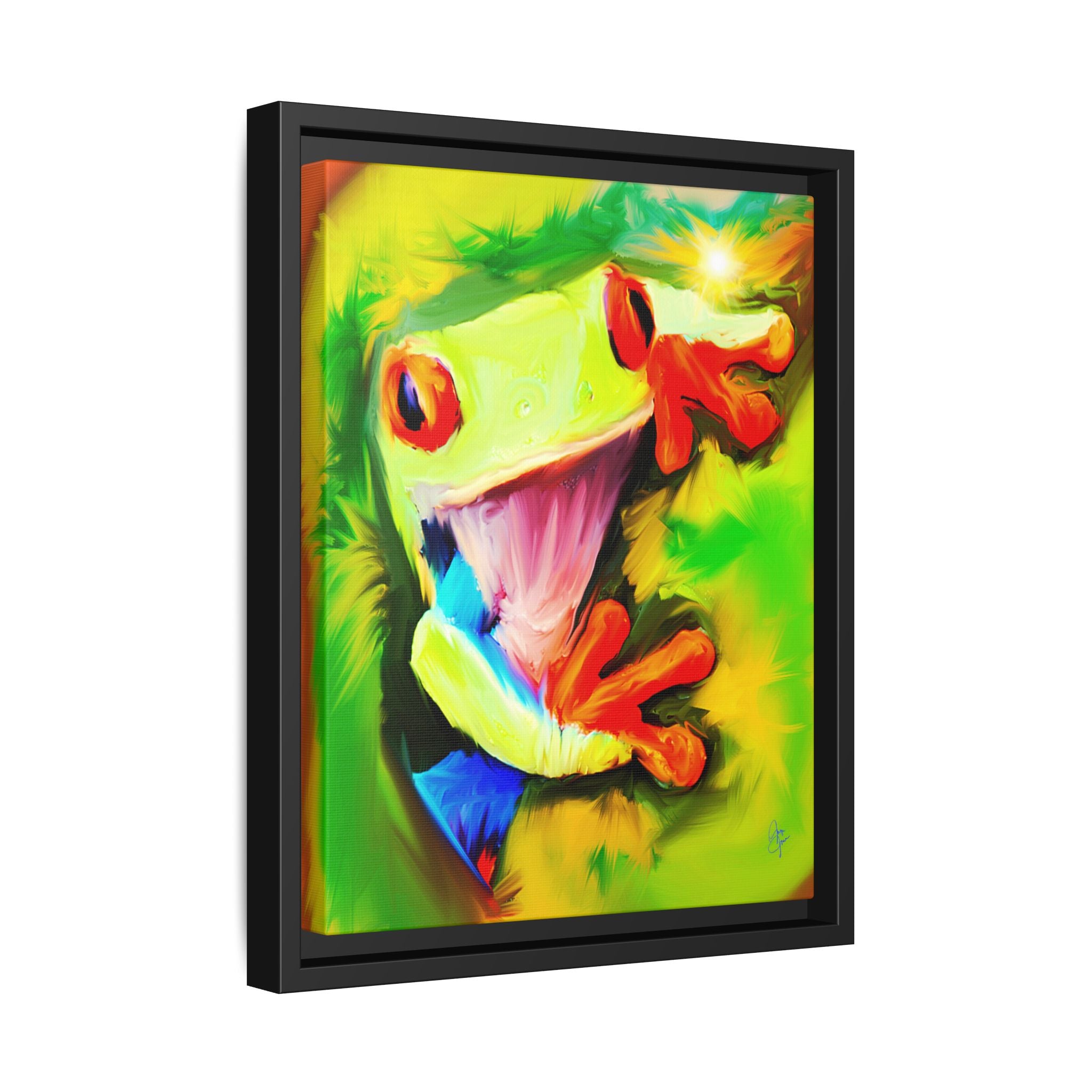 Colorful Tree Frog Matte Canvas Print — Framed Tropical Wall Art