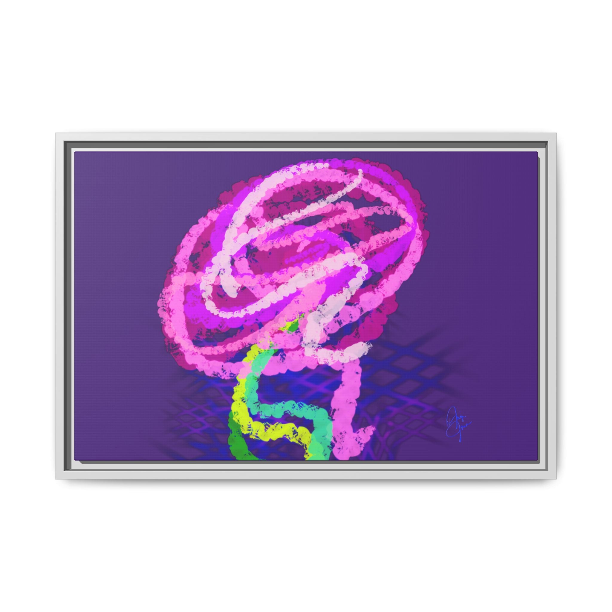 Framed Matte Canvas - Neon Rose Abstract Wall Art
