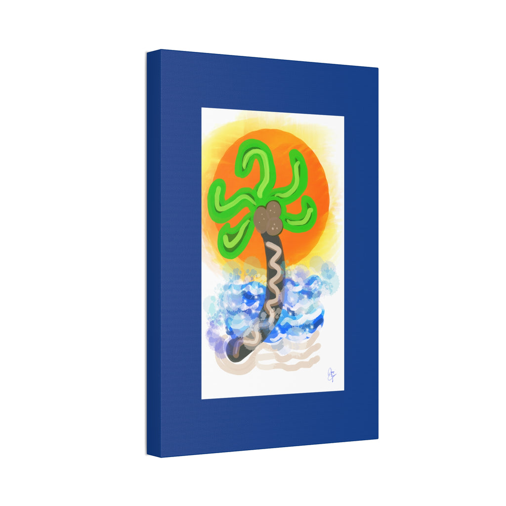 Palm Tree Sunset Canvas Print — Whimsical Tropical Wall Art