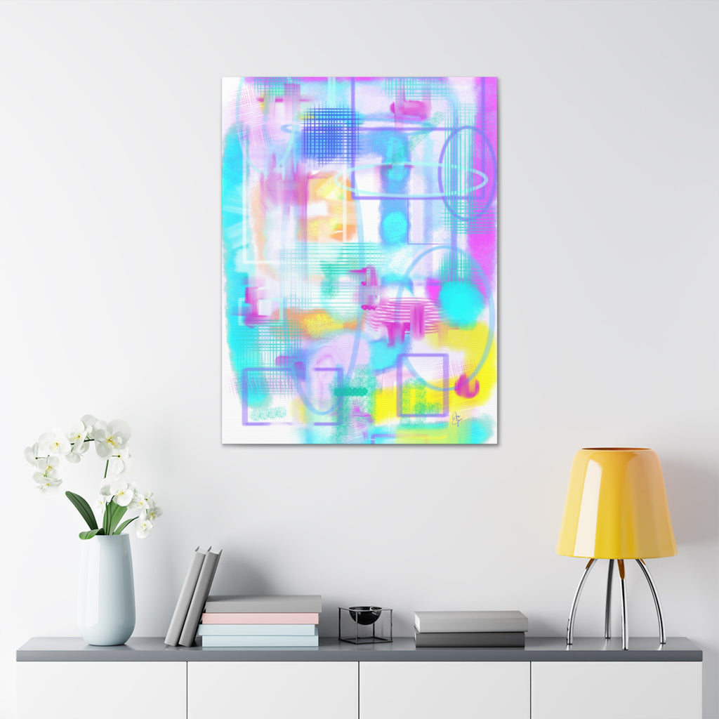 Abstract Pastel Canvas Print — Soft Watercolor Geometric Wall Art