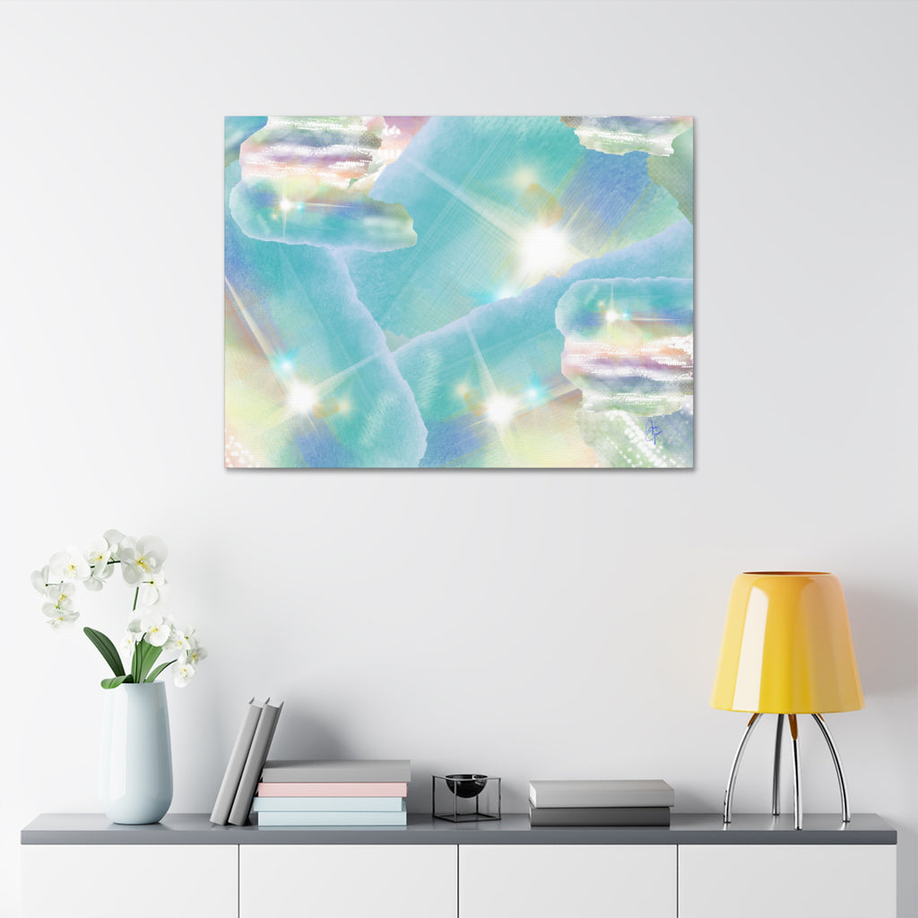 Iridescent Dreamscape Canvas Wall Art — Pastel Sea Glass Abstract