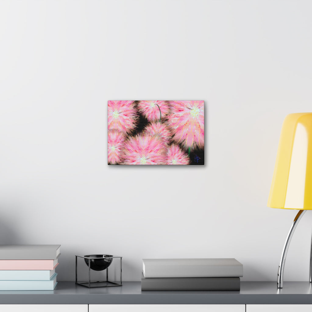 Pink Dandelion Burst Canvas Print — Stretched 1.5" Floral Wall Art