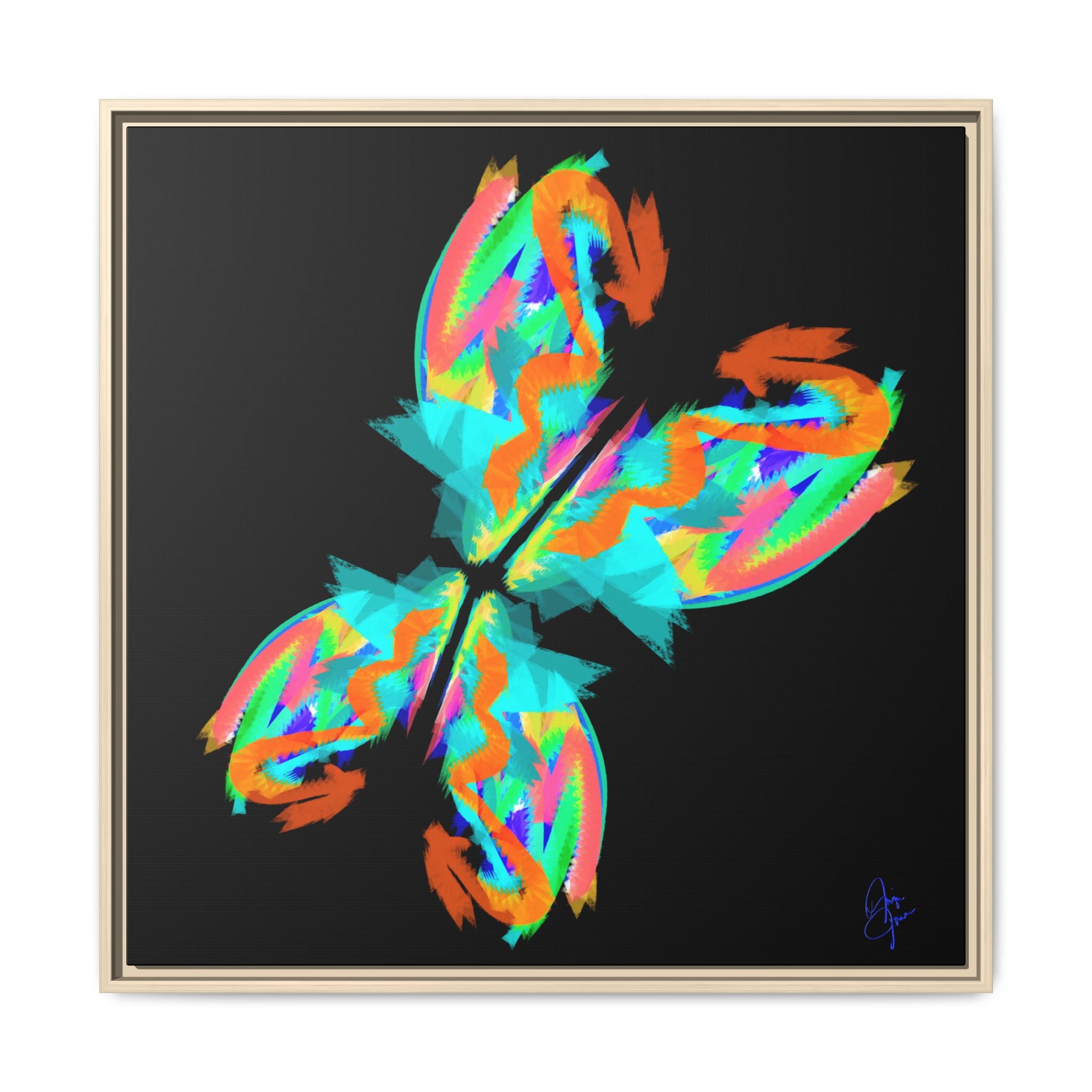 Framed Matte Canvas — Neon Abstract Butterfly Wall Art