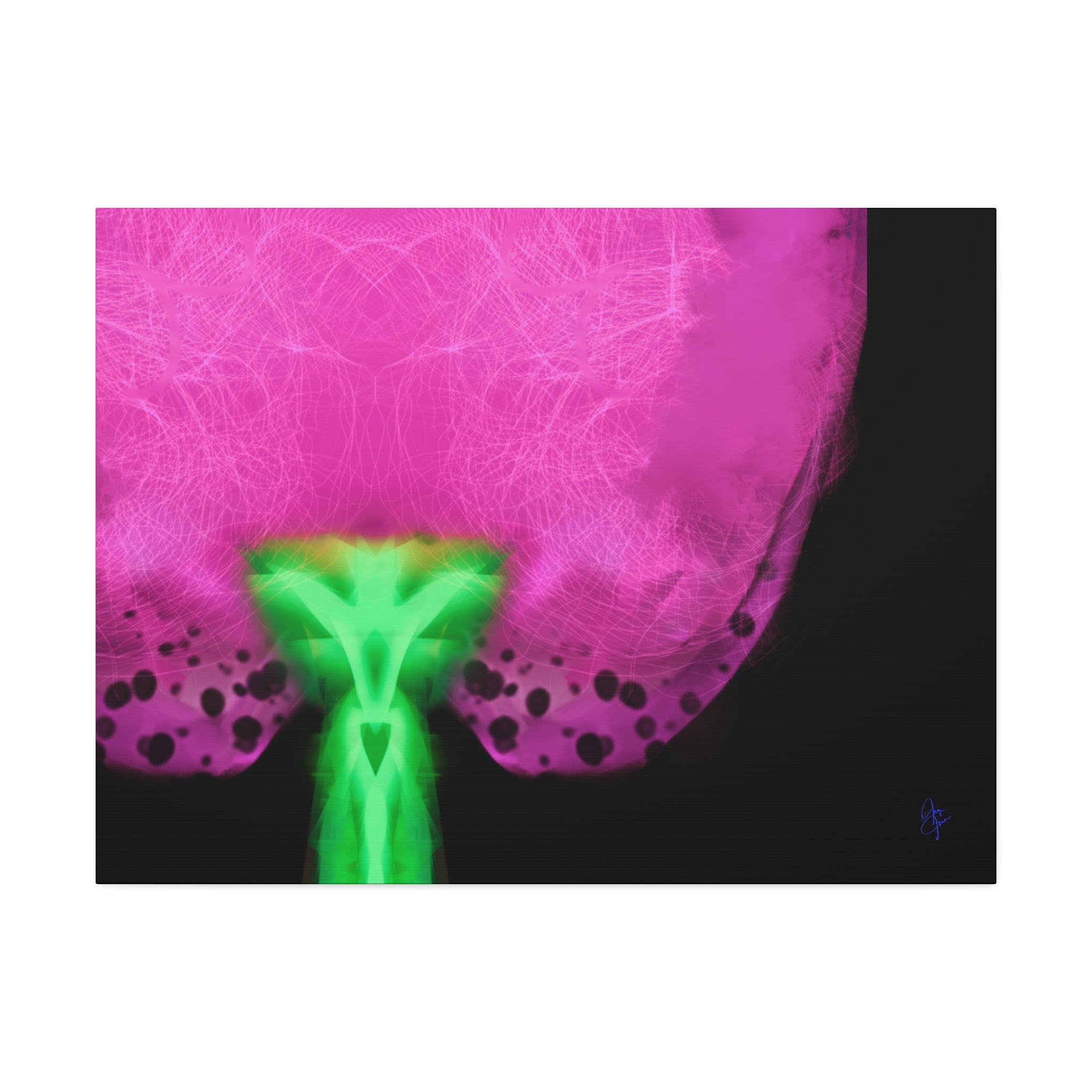 Neon Bloom Abstract Canvas Print — Pink & Green Modern Wall Art