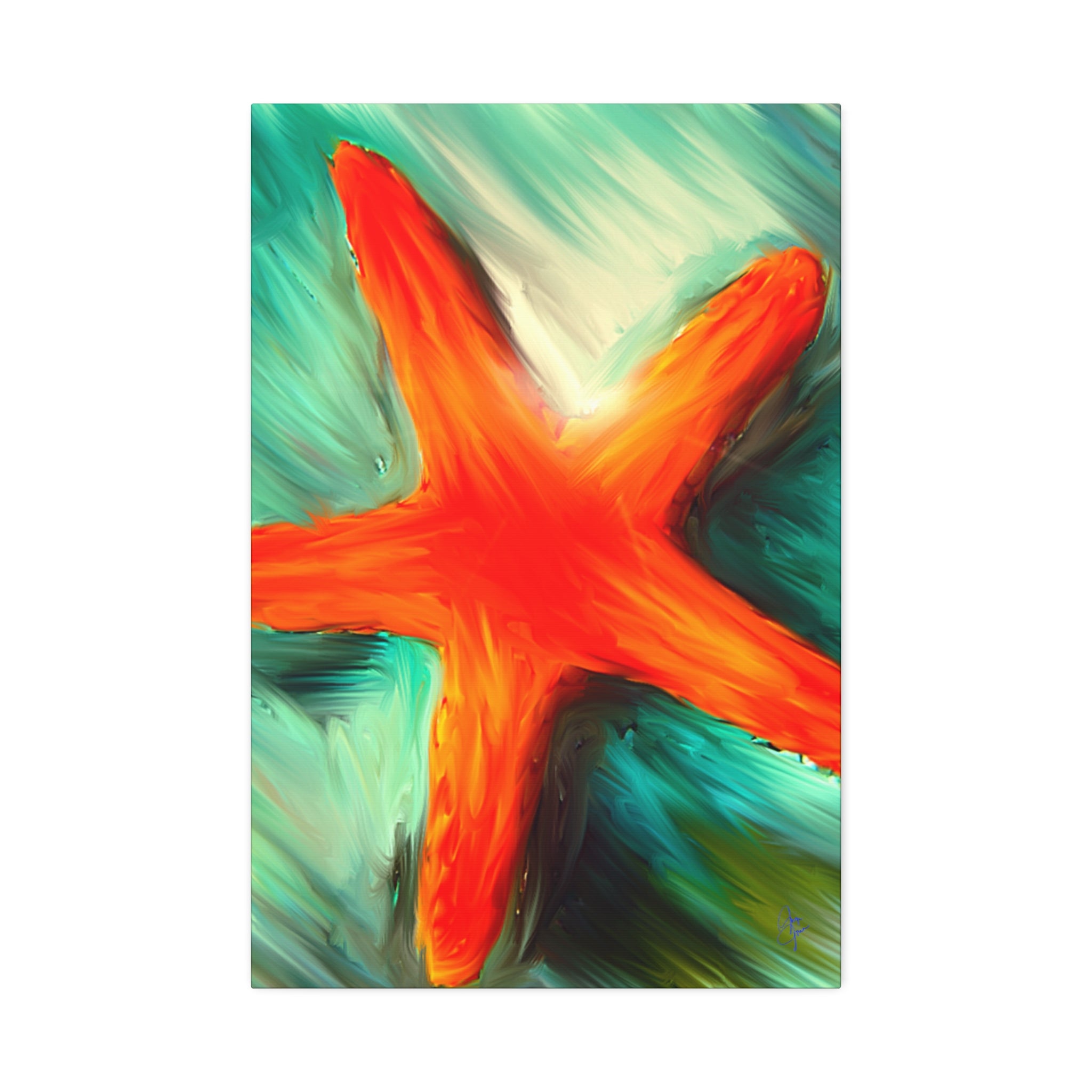Starfish Wall Art Canvas — Stretched 1.5" Coastal Beach Décor