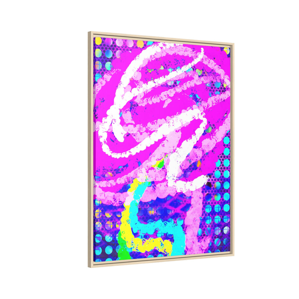Abstract Neon Pop Art Matte Canvas — Framed Multi‑Color Wall Art