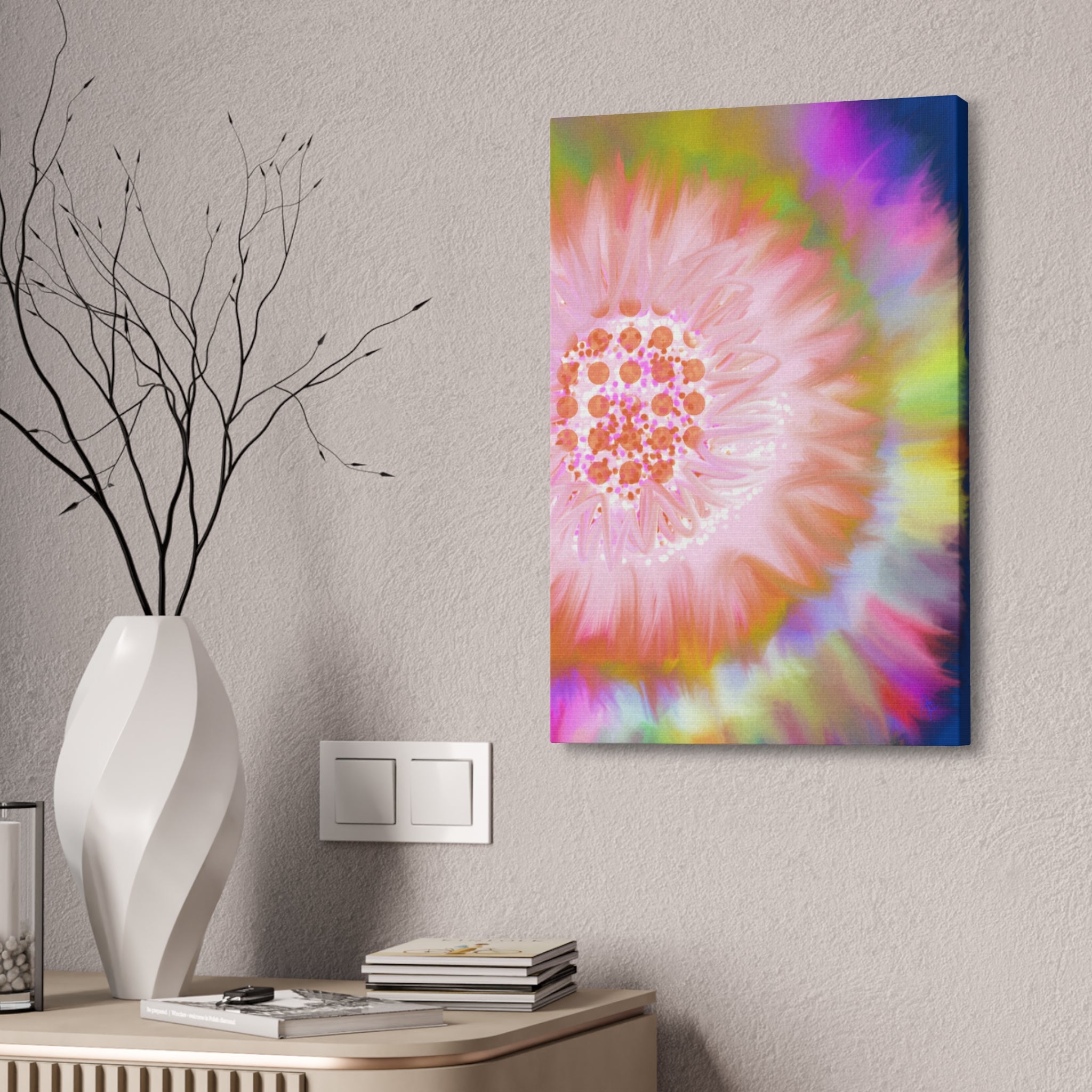 Abstract Floral Burst Canvas Stretched 1.5" — Colorful Sunflower Wall Art