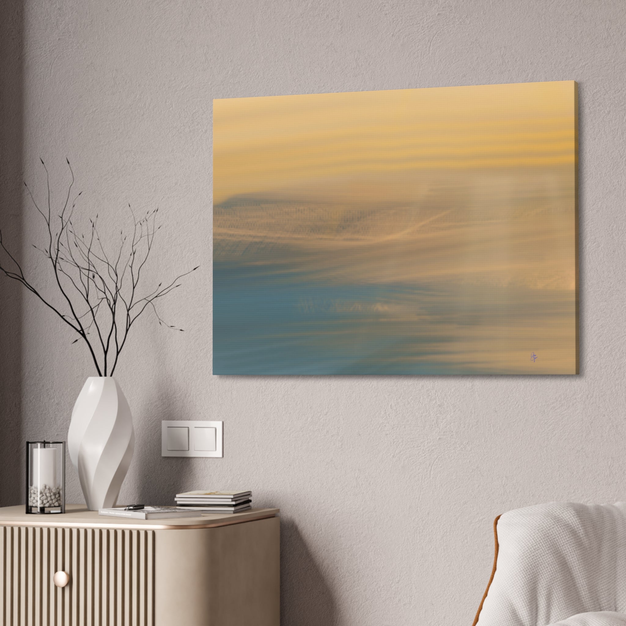 Sunset Blur Abstract Canvas Print – Warm Coastal Wall Art