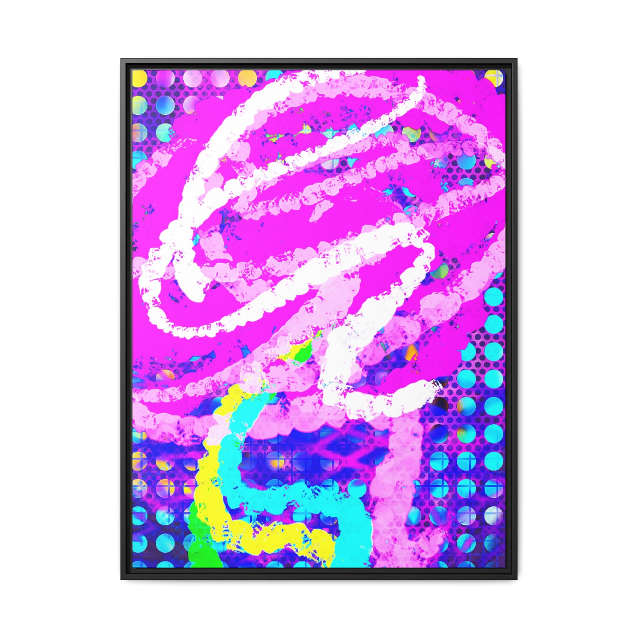 Abstract Neon Pop Art Matte Canvas — Framed Multi‑Color Wall Art
