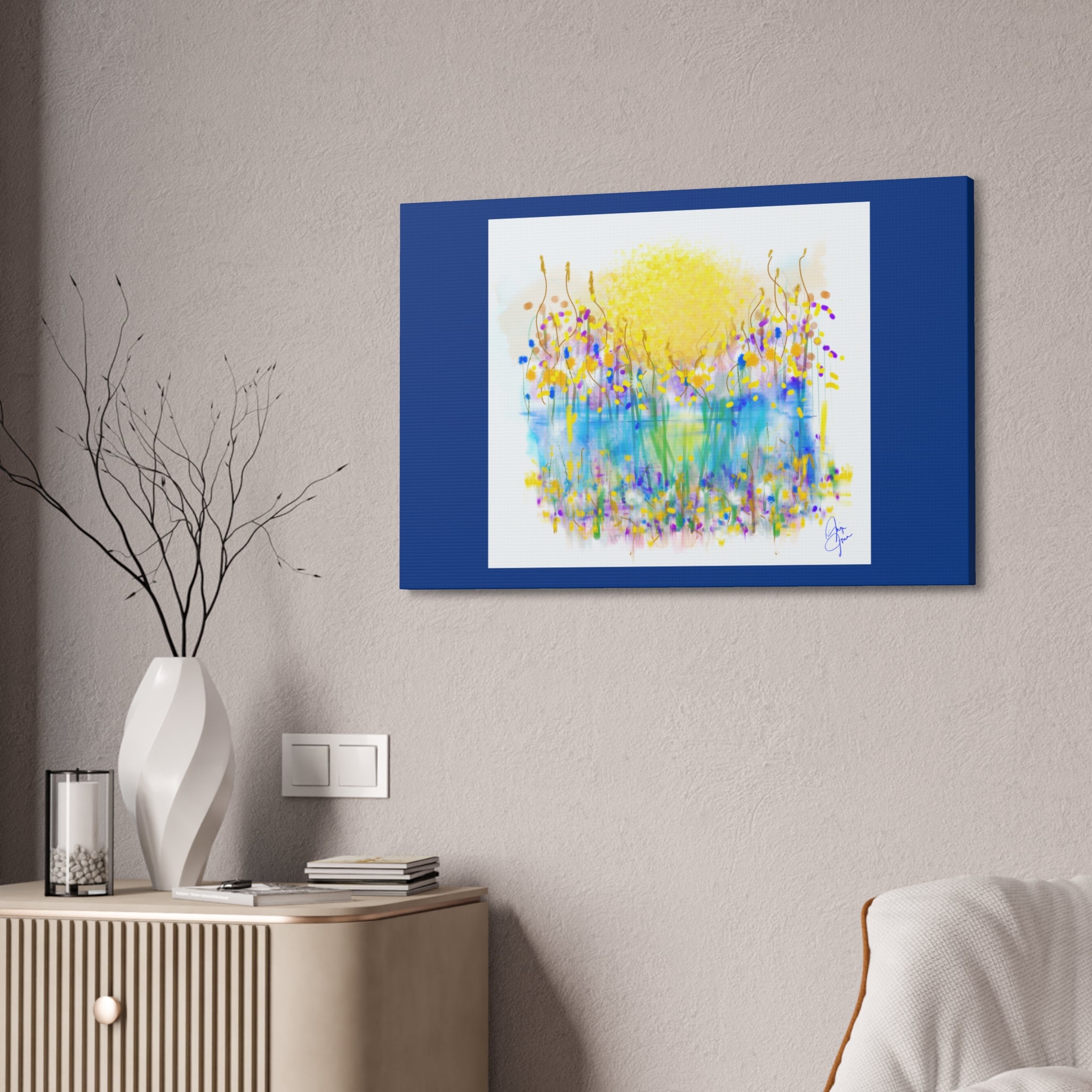 Sunburst Meadow Canvas Print — Vibrant Floral Wall Art