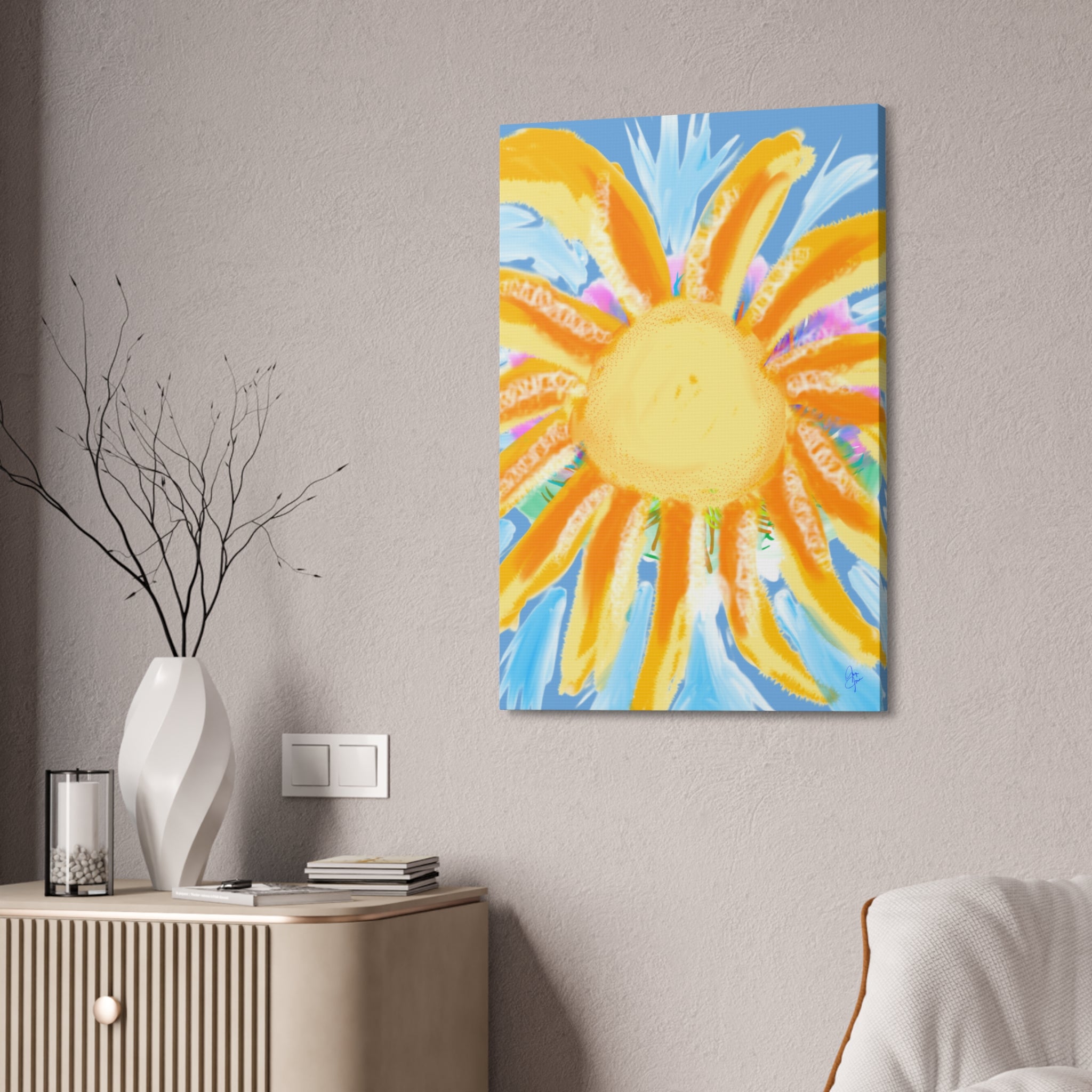 Sunburst Canvas Print — Bright Abstract Sunshine Wall Art (Stretched 1.5")