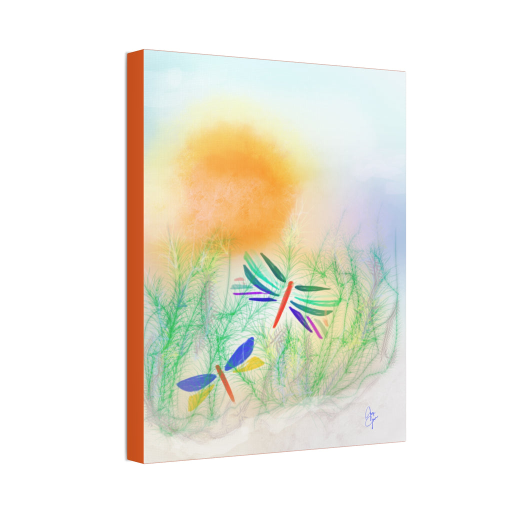 Dragonfly Meadow Canvas Art – Colorful Stretched Wall Decor (1.5" Depth)