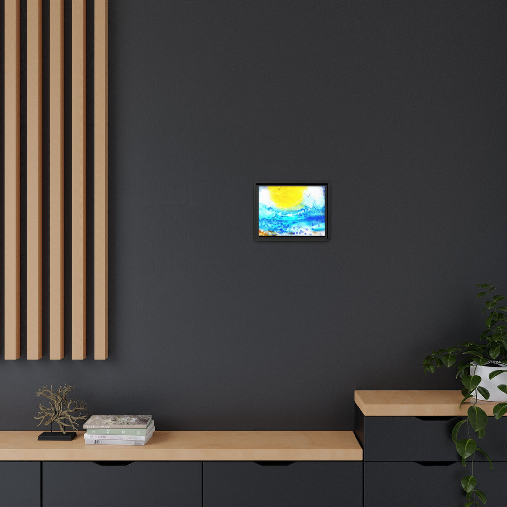 Sunshine Shore Matte Canvas Framed Wall Art — Bright Abstract Beach Print