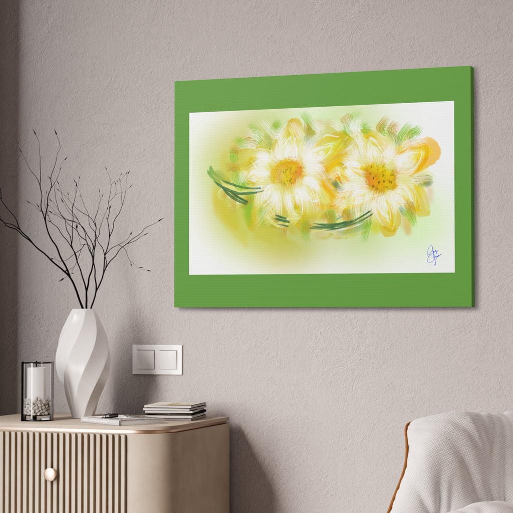 Yellow Daisy Floral Canvas Print – Stretched 1.5" Edge Art