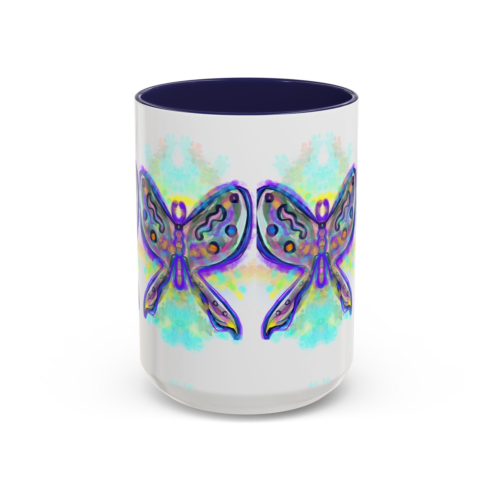 Butterfly Accent Coffee Mug — Colorful Watercolor Butterfly Design (11/15oz)