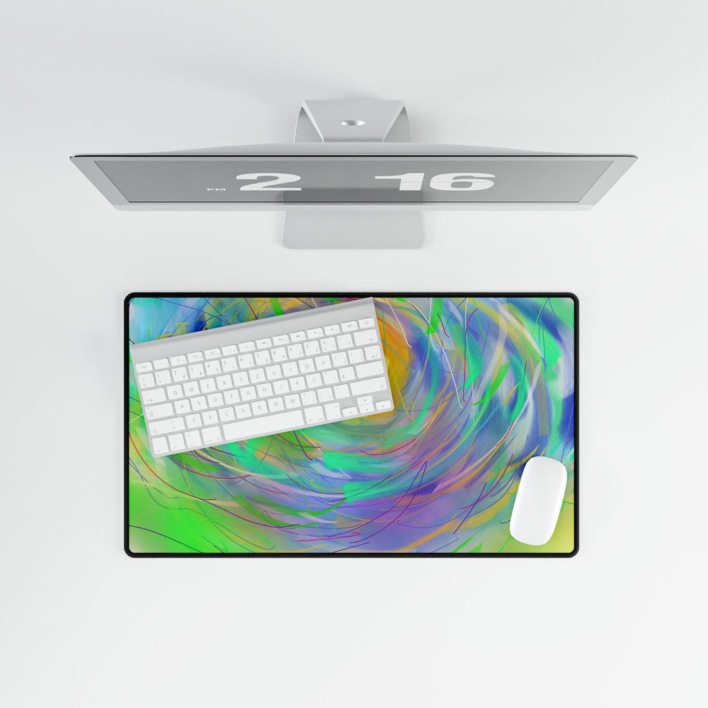 Abstract Sunrise Desk Mat — Colorful Swirl Mouse Pad for Home Office & Gaming