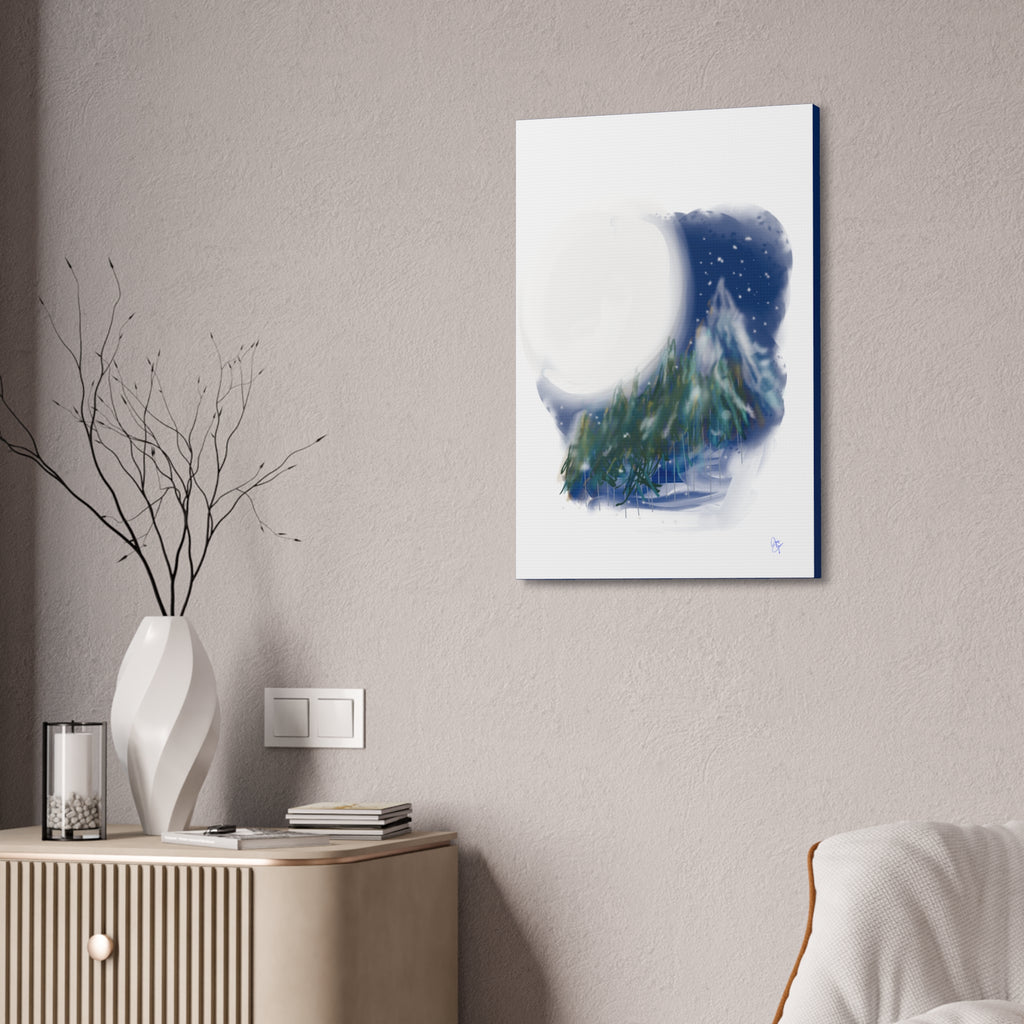 Moonlit Pine Forest Canvas Print — Stretched 1.5"