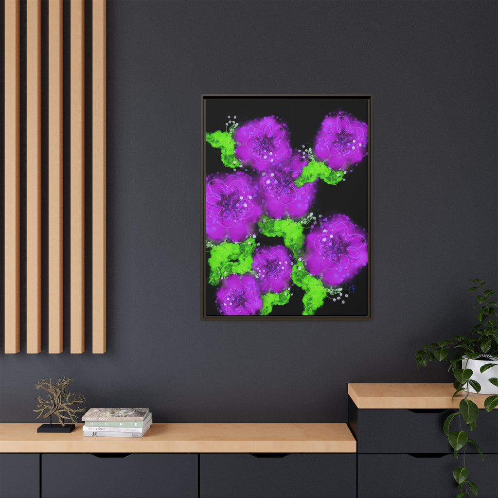 Framed Floral Canvas Print — Matte Multi-Color Blooms Wall Art