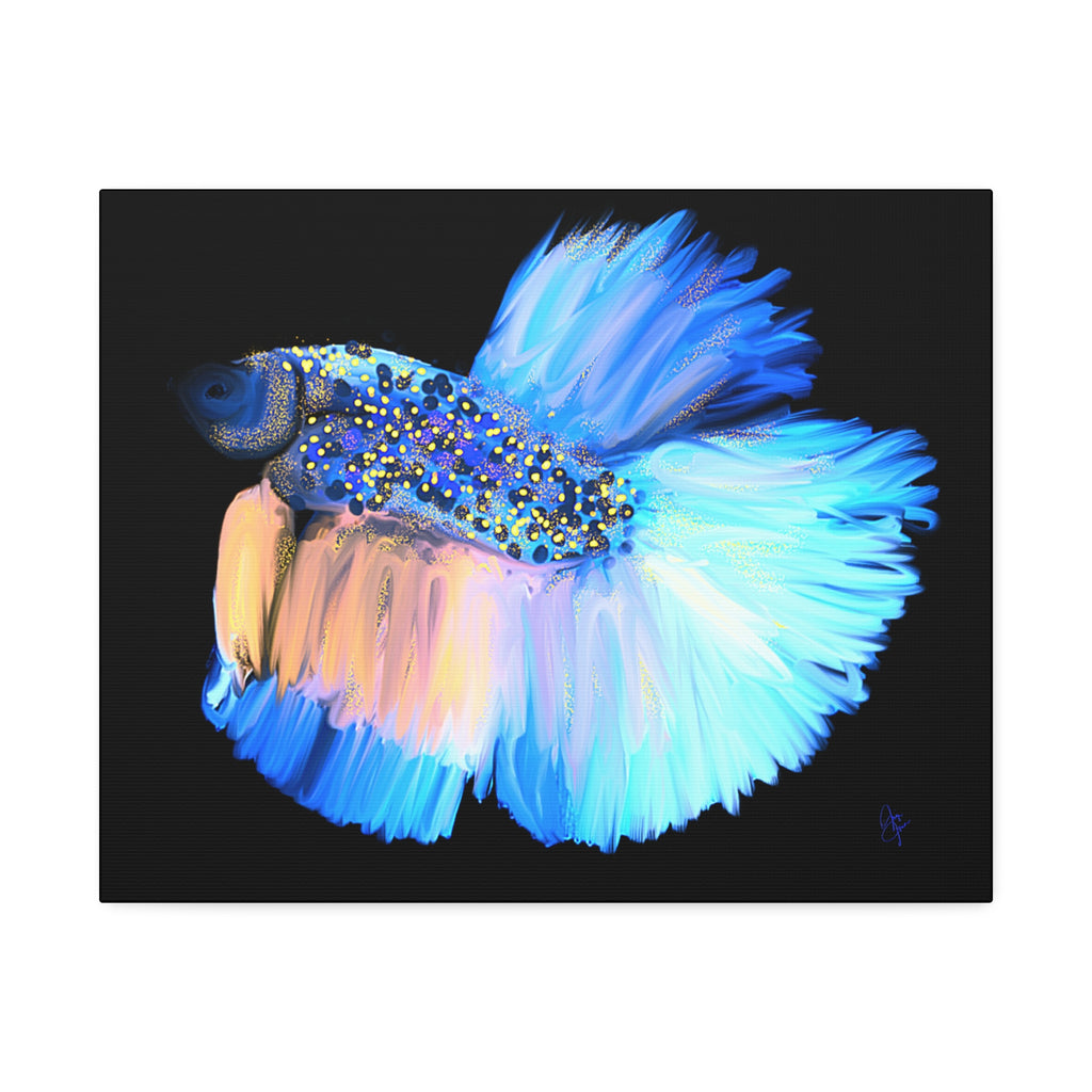 Betta Fish Canvas Print — Vibrant Blue Tropical Aquarium Wall Art (Stretched 1.5")