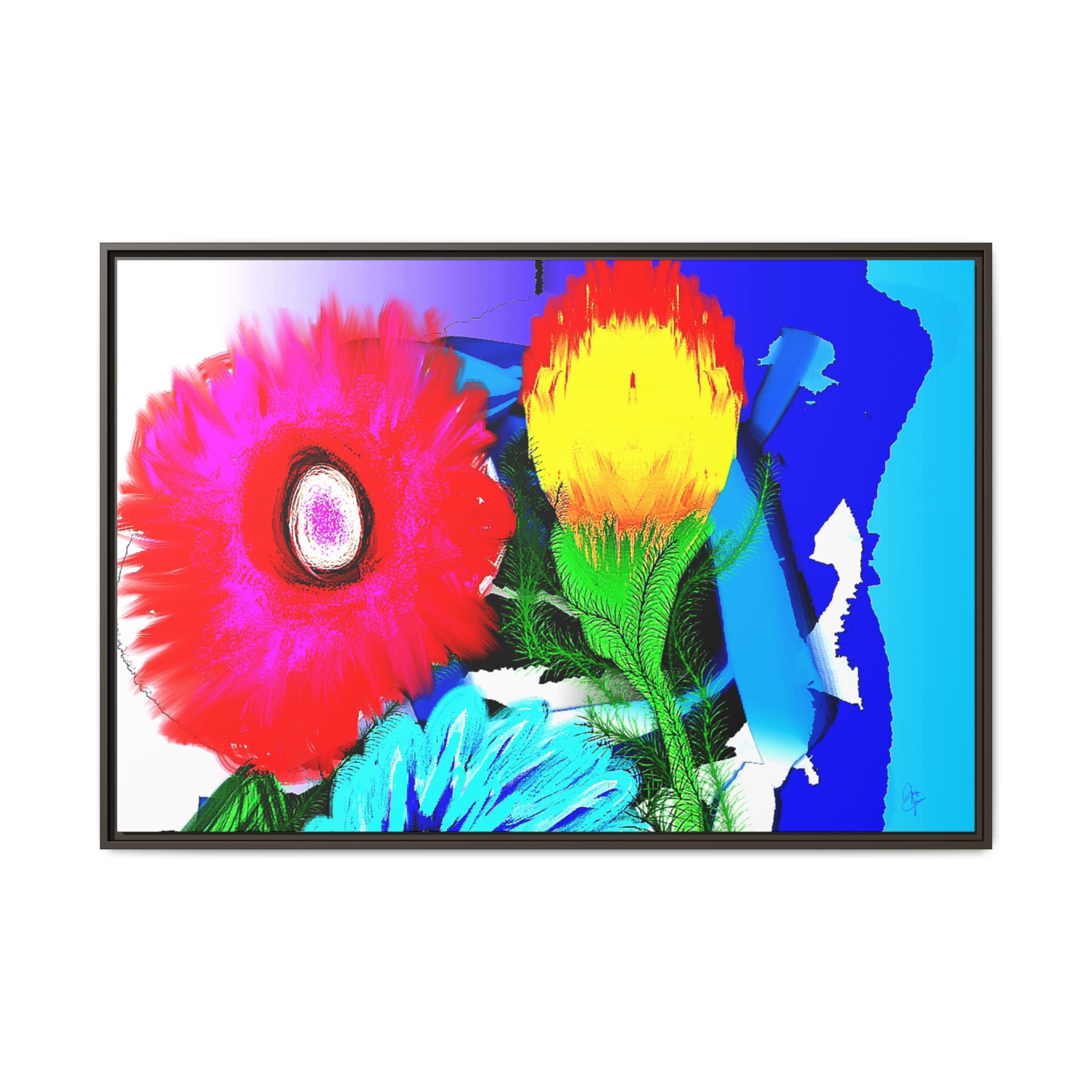 Vibrant Pop Floral Matte Canvas Framed Wall Art